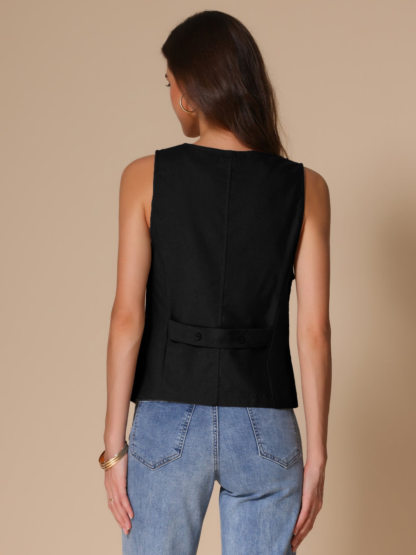 Women's Loose Lightweight Linen Blazer Vest
