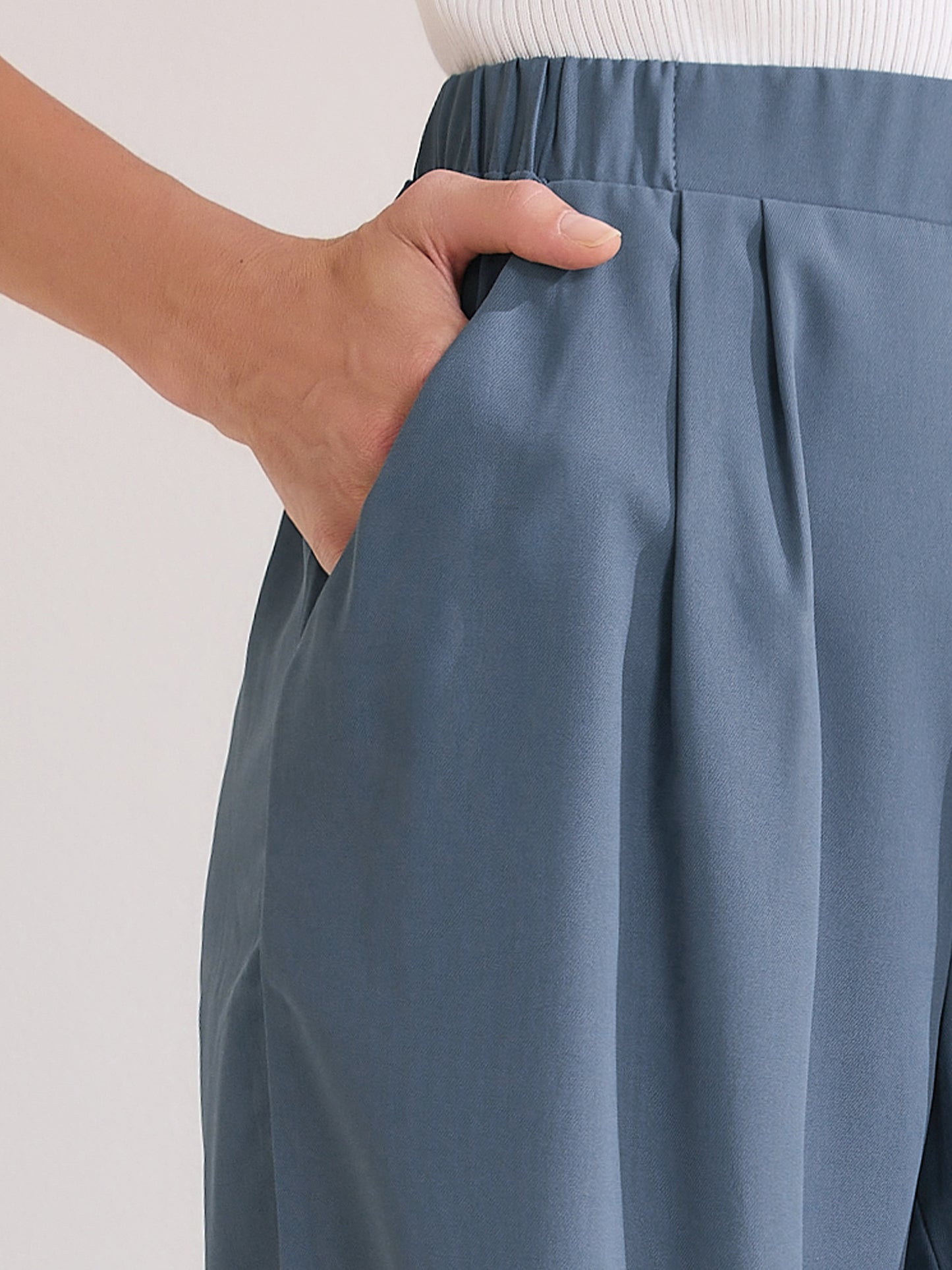Women's Straight Work Pant Elastic High Waist Business Casual Solid Ankle Pant Trousers