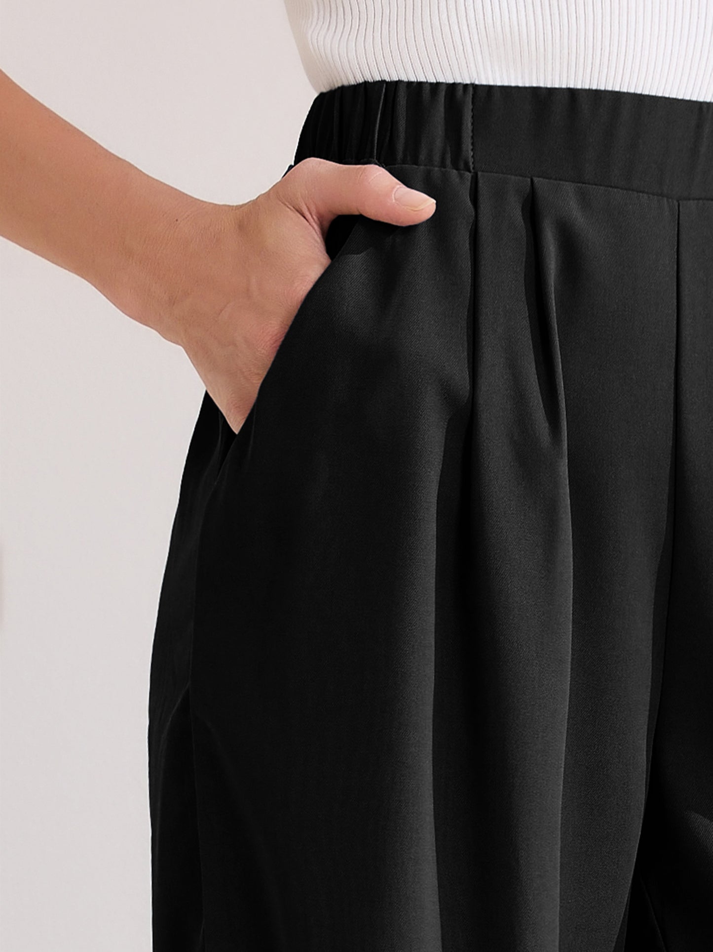Pantalón de trabajo recto para mujer, elástico, de cintura alta, informal, de negocios, liso, hasta el tobillo