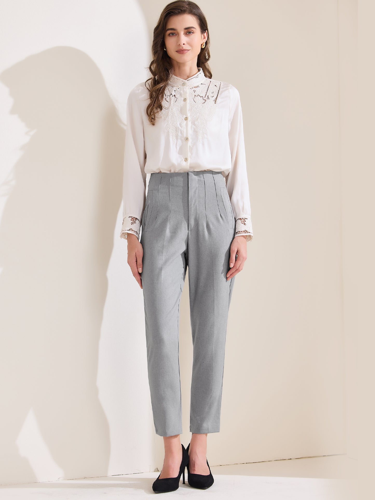 Women's High Waisted Packets Business Work Office Casual Long Pants