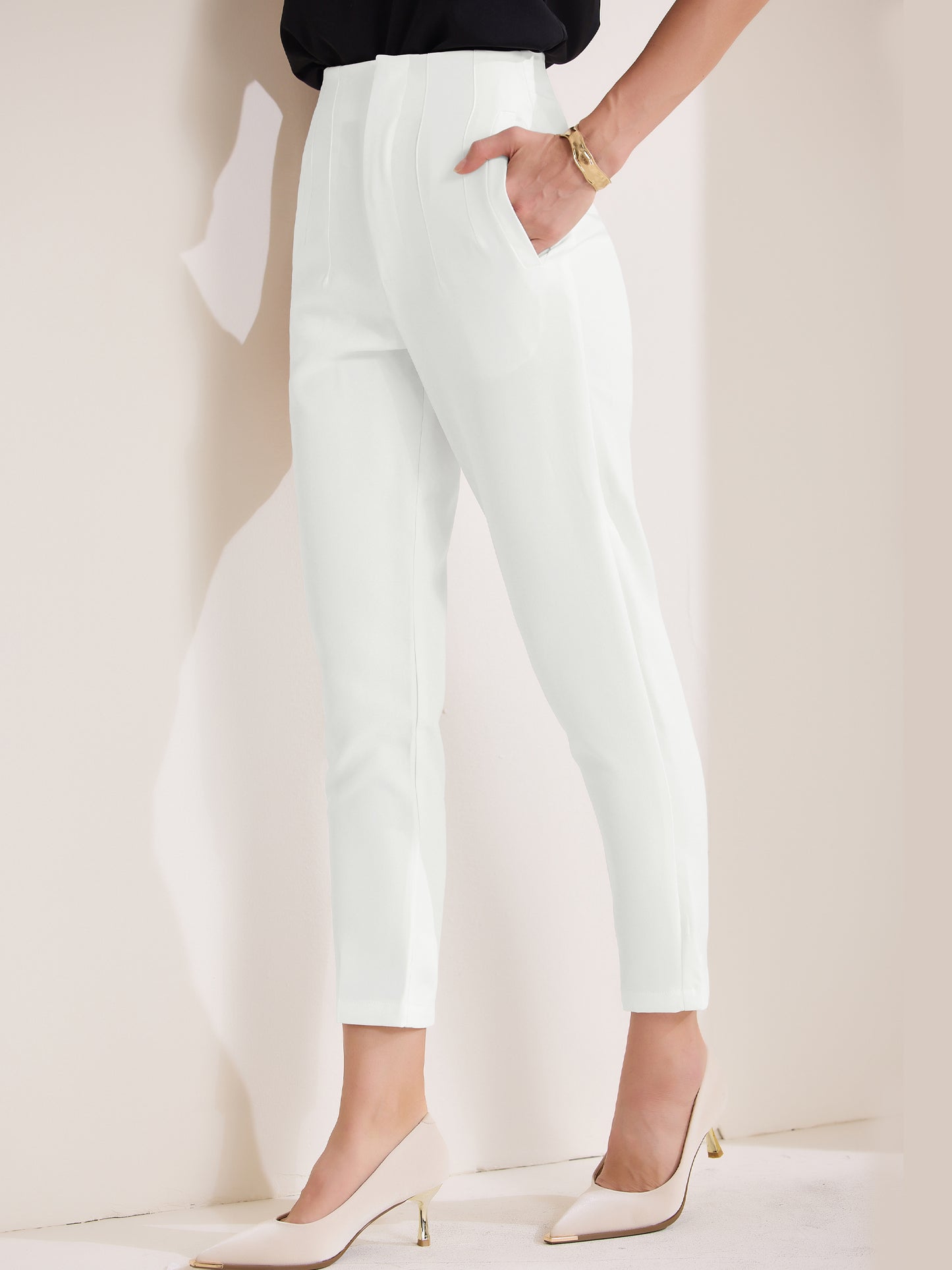 Women's High Waisted Packets Business Work Office Casual Long Pants