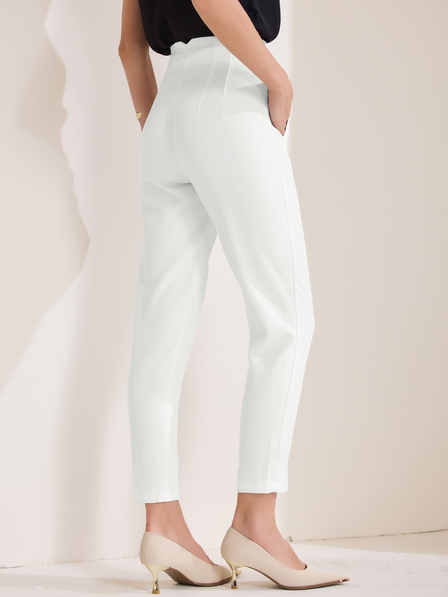 Women's High Waisted Packets Business Work Office Casual Long Pants
