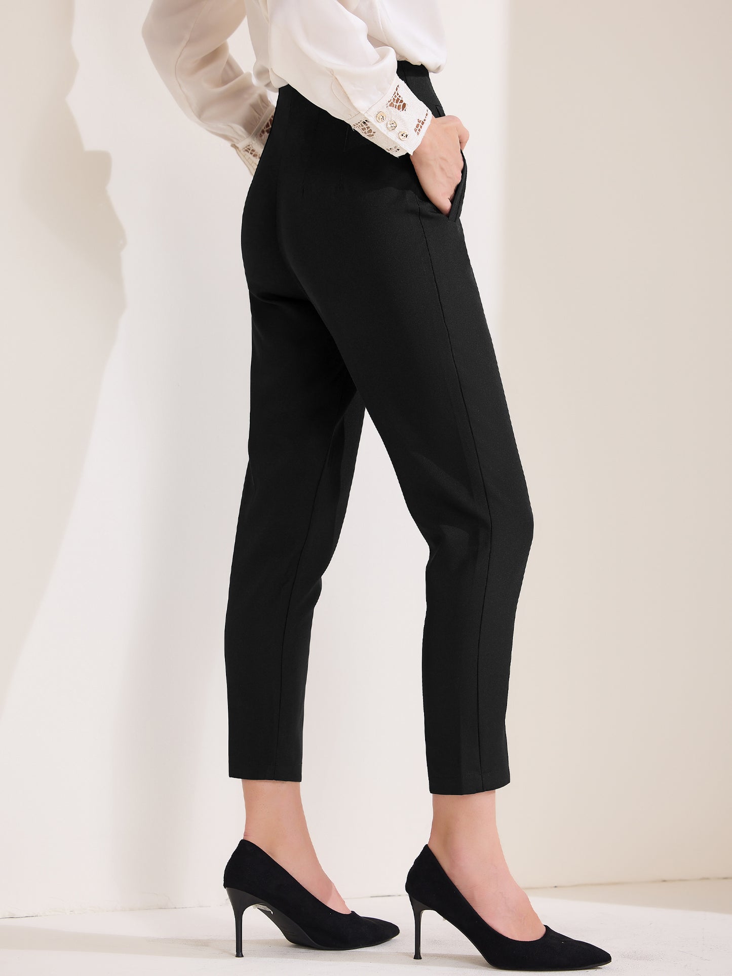Women's High Waisted Packets Business Work Office Casual Long Pants