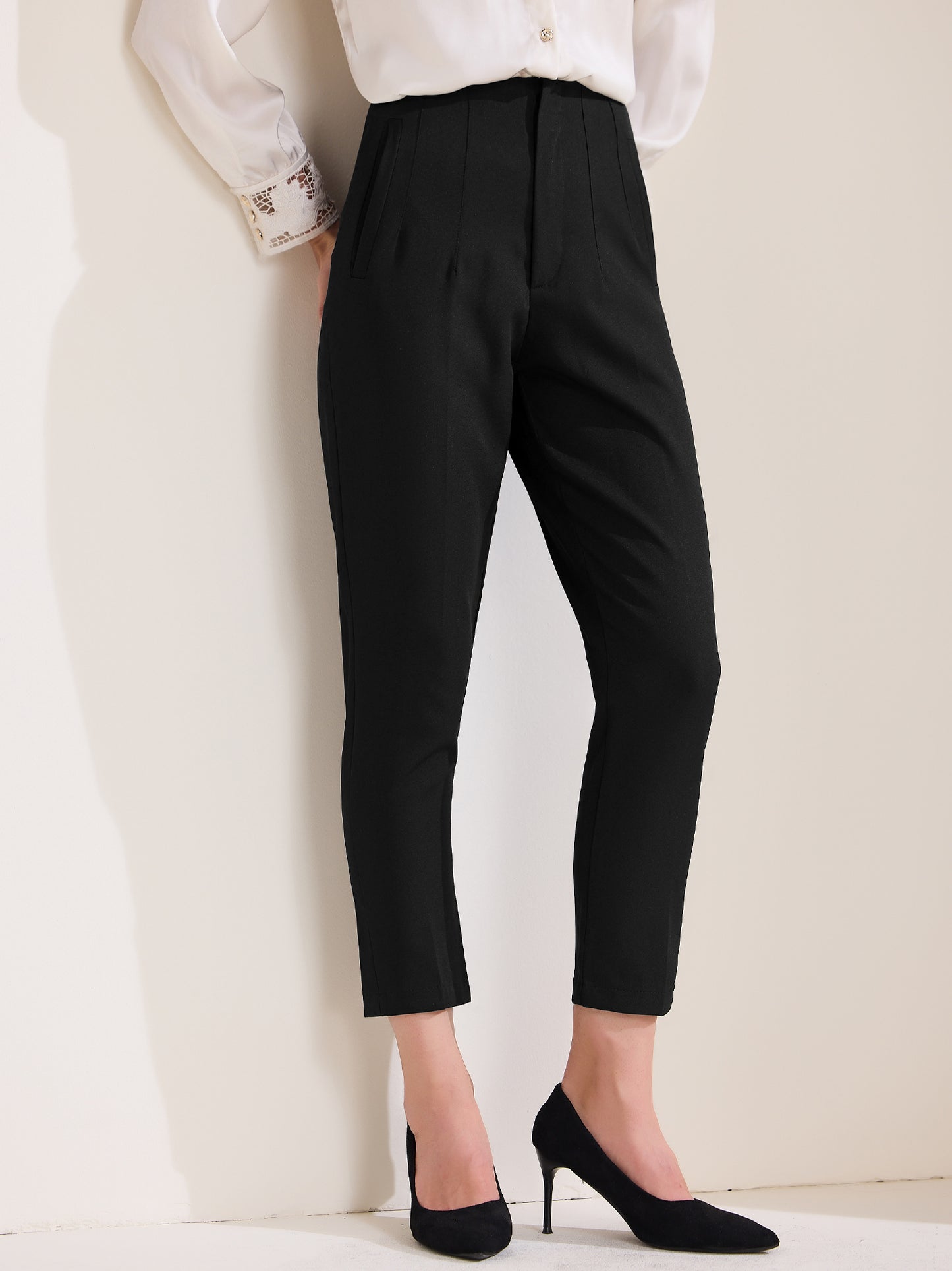 Women's High Waisted Packets Business Work Office Casual Long Pants