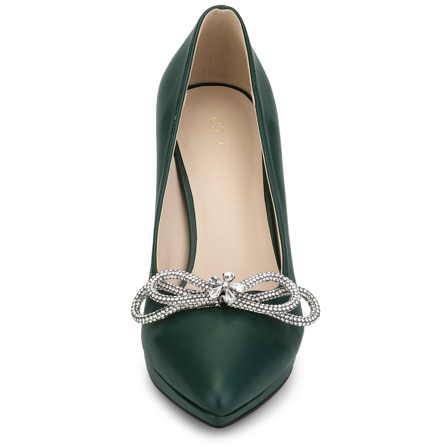 Zapatos de tacón de aguja con plataforma y lazo de diamantes de imitación para mujer