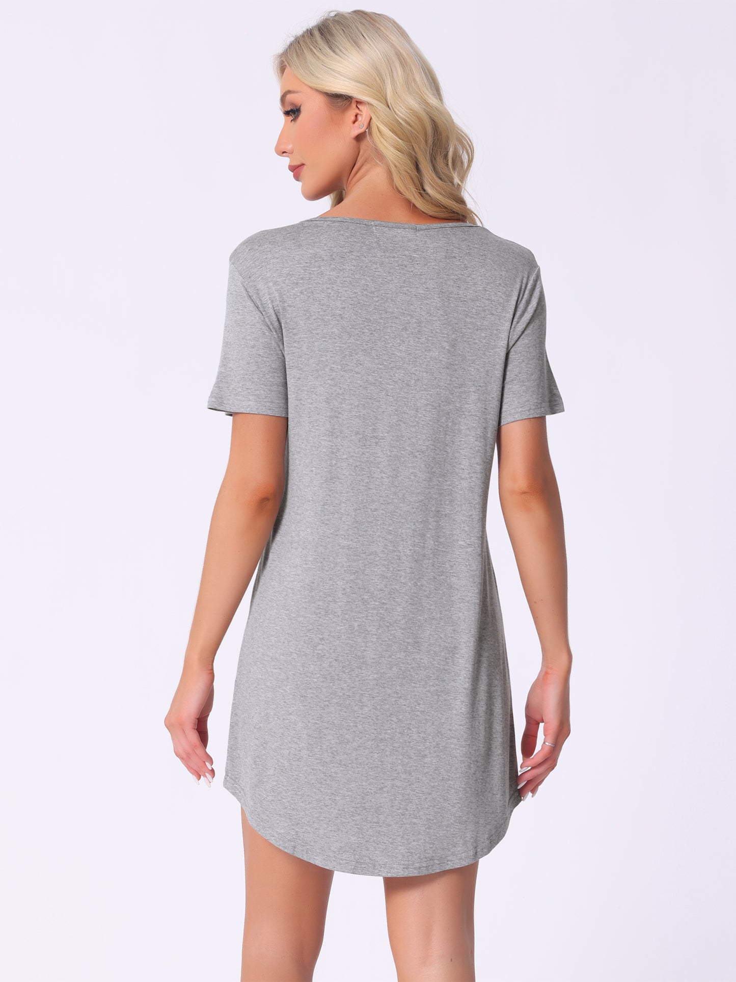 Chemise de nuit à col rond et manches courtes pour femme (grande taille disponible)