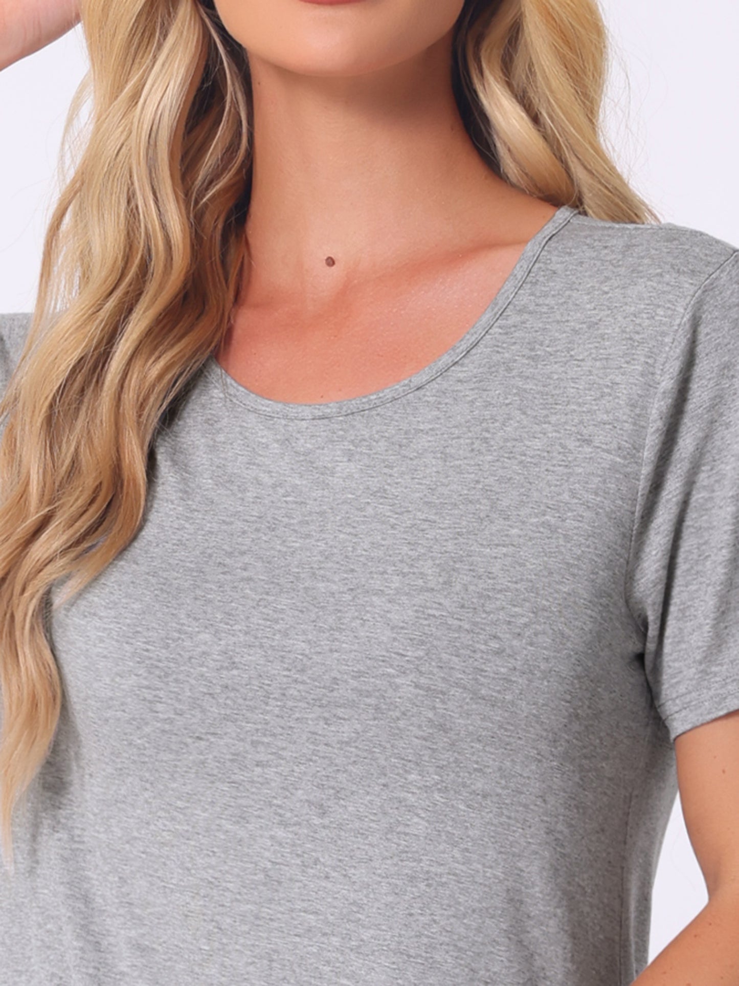 Chemise de nuit à col rond et manches courtes pour femme (grande taille disponible)