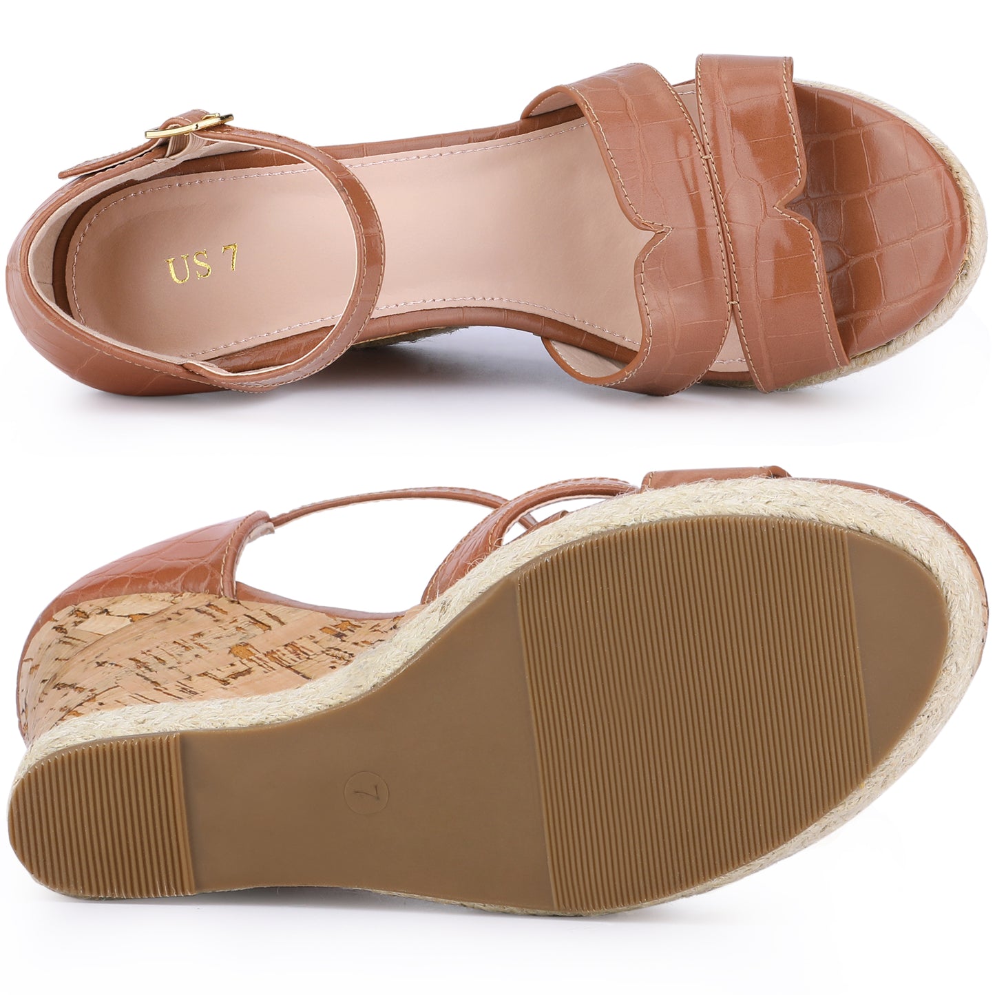 Sandalias de plataforma con cuña de corcho para mujer