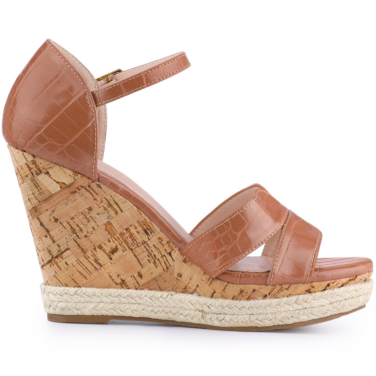 Sandalias de plataforma con cuña de corcho para mujer