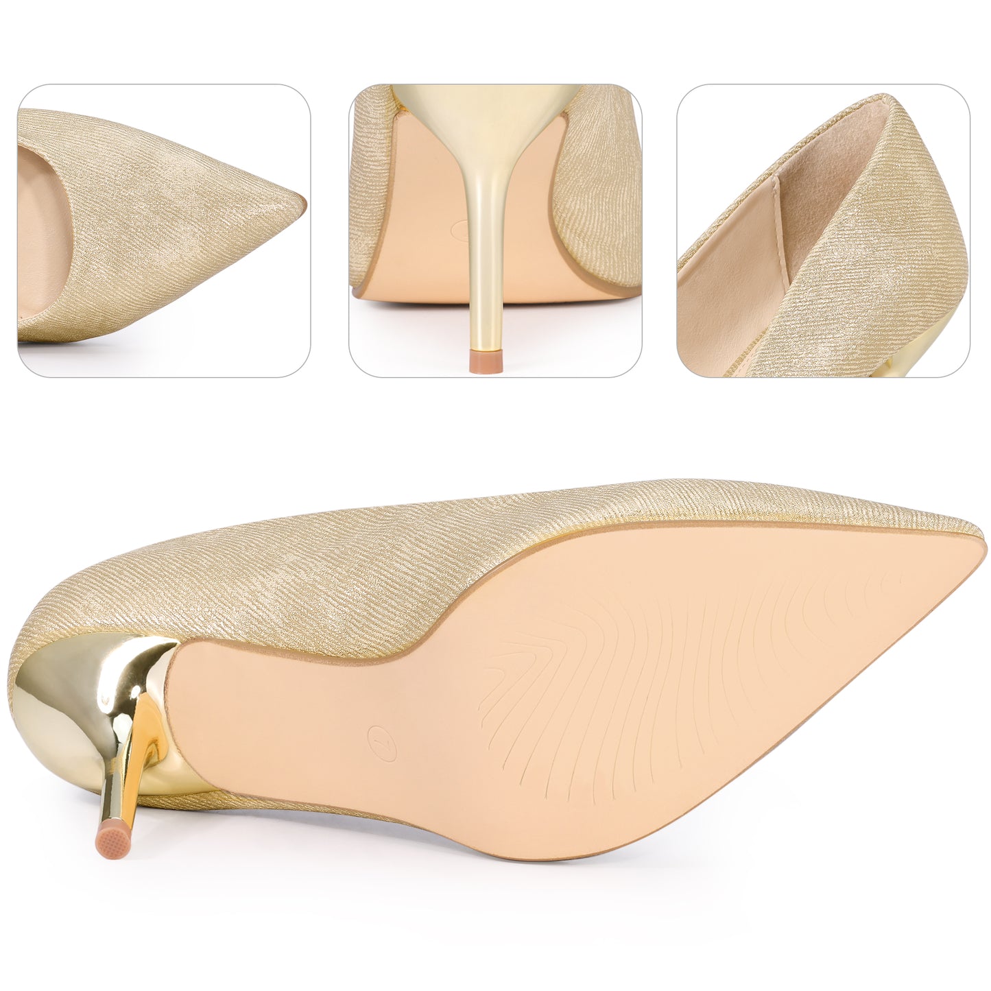 Zapatos de tacón alto con punta puntiaguda y tacón de aguja para mujer, sin cordones, para vestido de boda