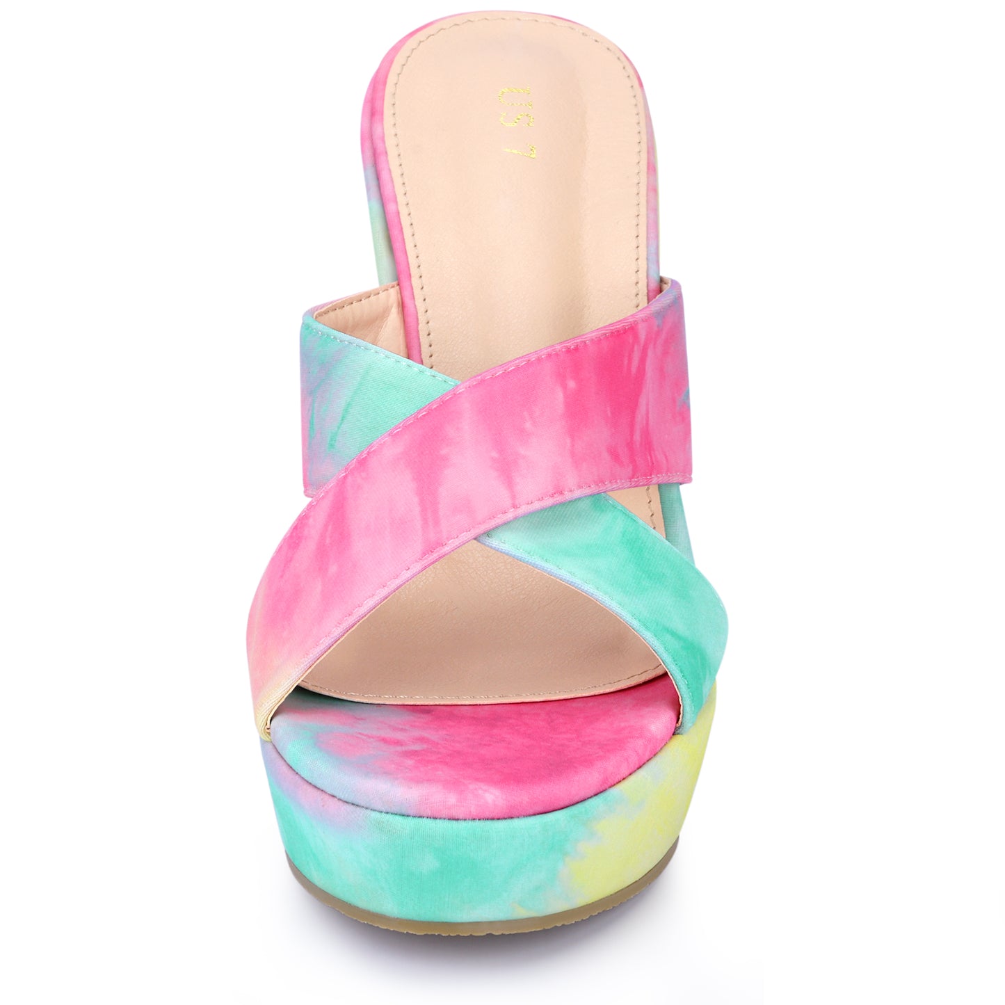 Women's Tie Dye Crisscross Strap Wedges Slip On Wedge Heel Platform Sandals