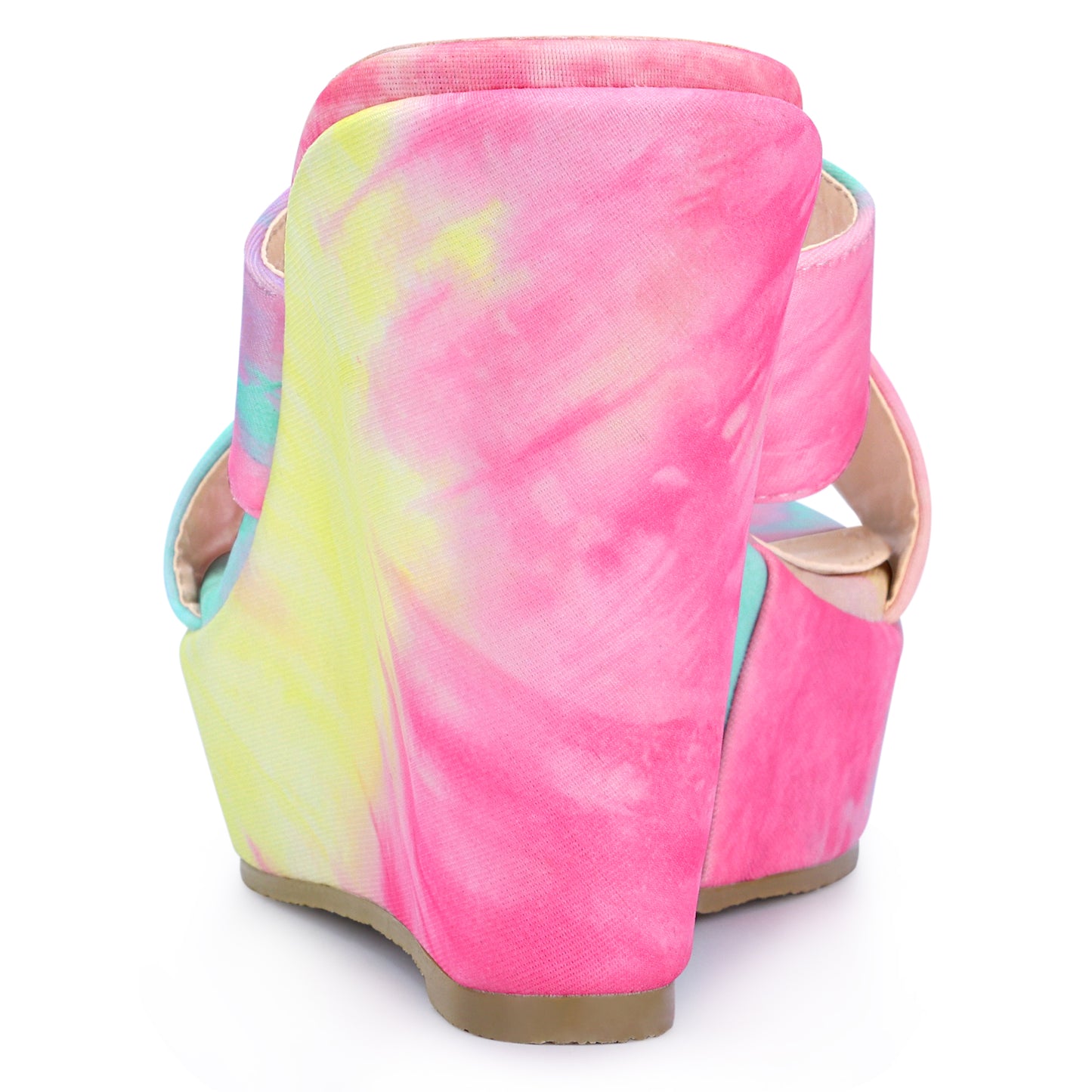 Women's Tie Dye Crisscross Strap Wedges Slip On Wedge Heel Platform Sandals