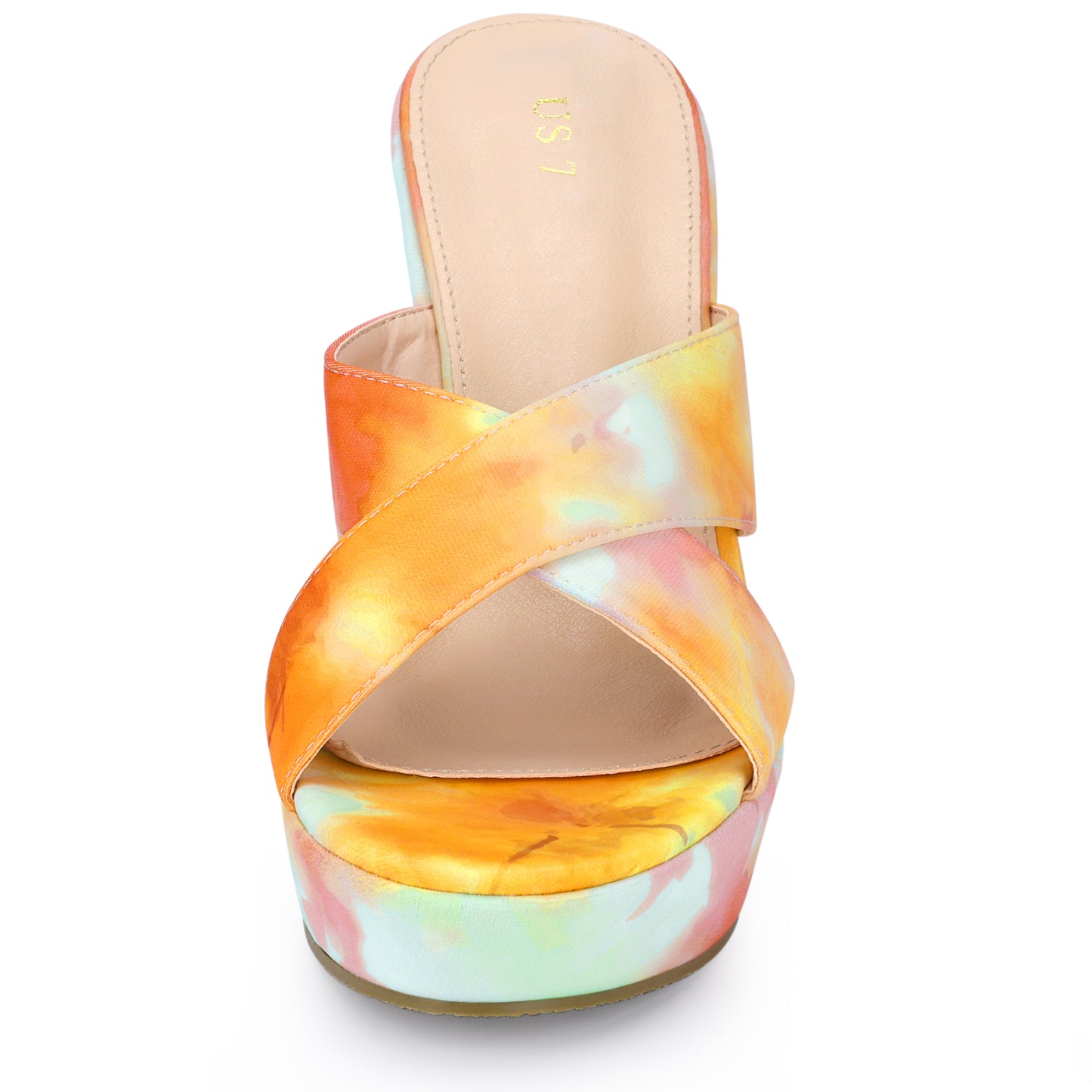 Women's Tie Dye Crisscross Strap Wedges Slip On Wedge Heel Platform Sandals