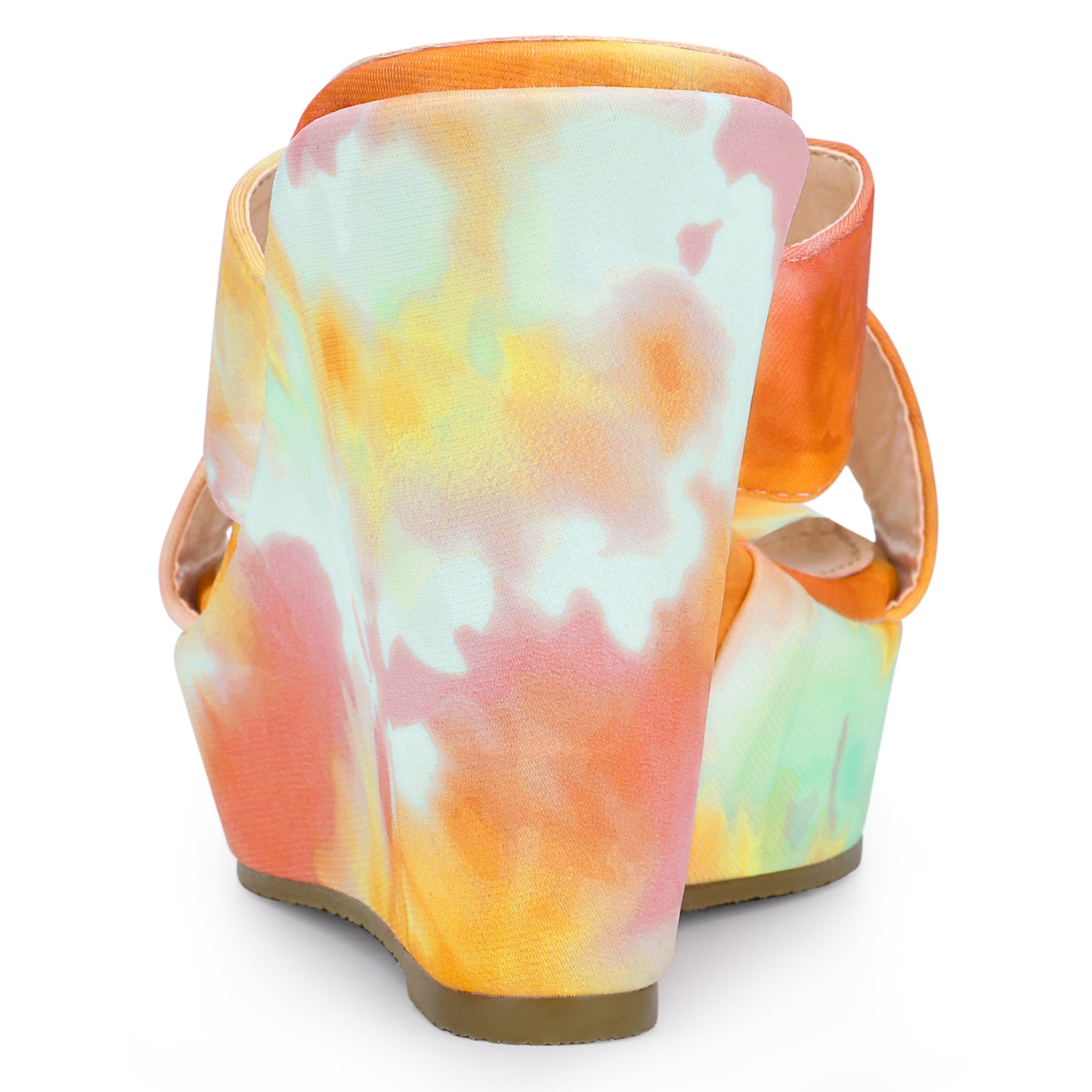 Women's Tie Dye Crisscross Strap Wedges Slip On Wedge Heel Platform Sandals