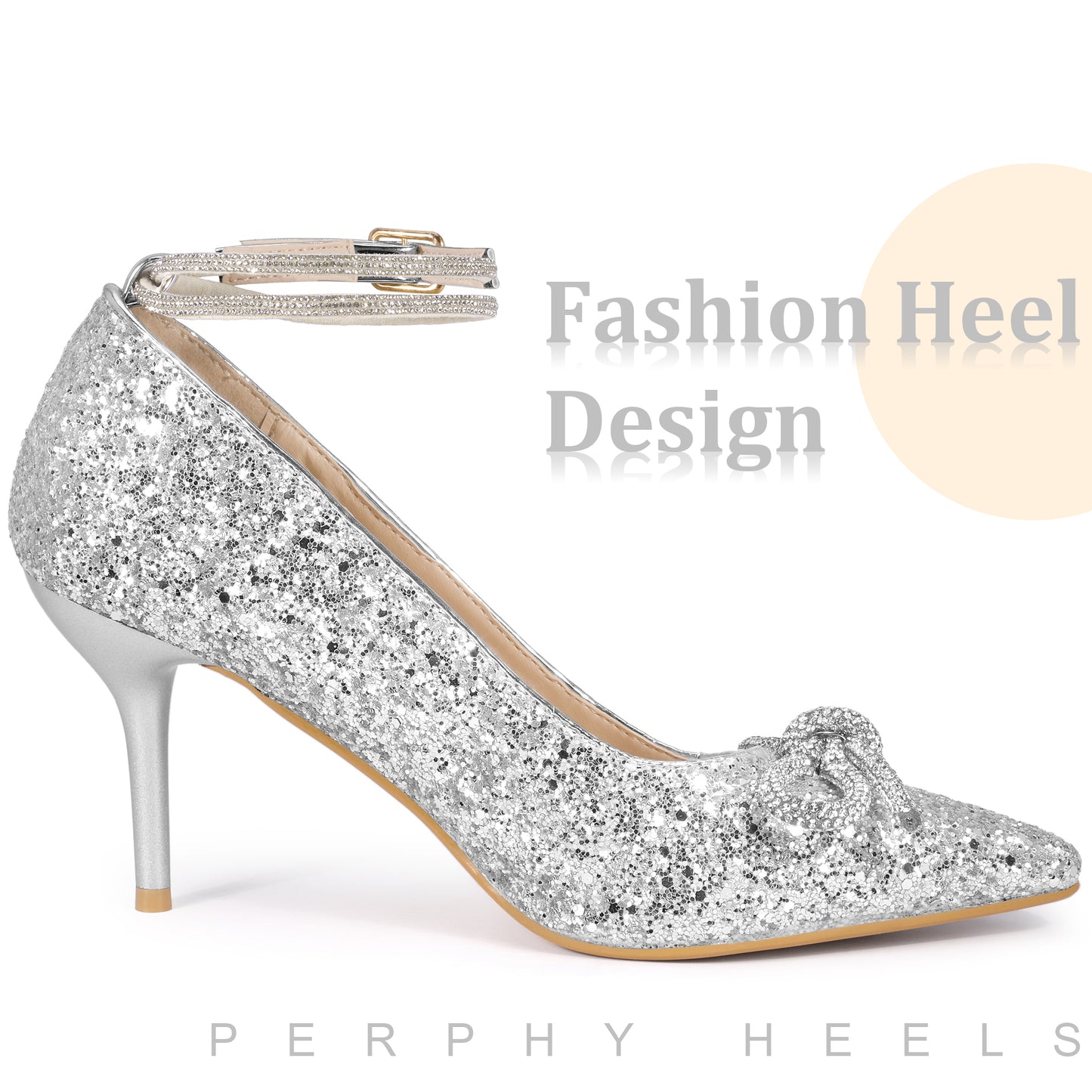 Zapatos de tacón de aguja con punta puntiaguda y lazo de diamantes de imitación para mujer