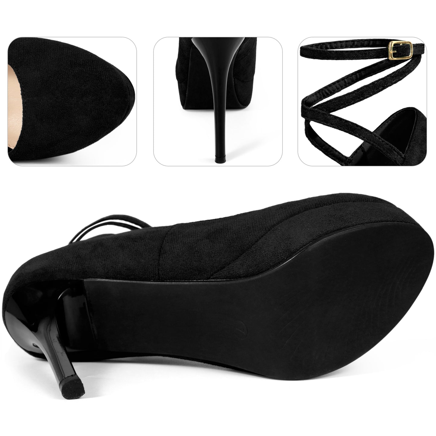 Zapatos de tacón alto con plataforma y tiras en el tobillo para mujer