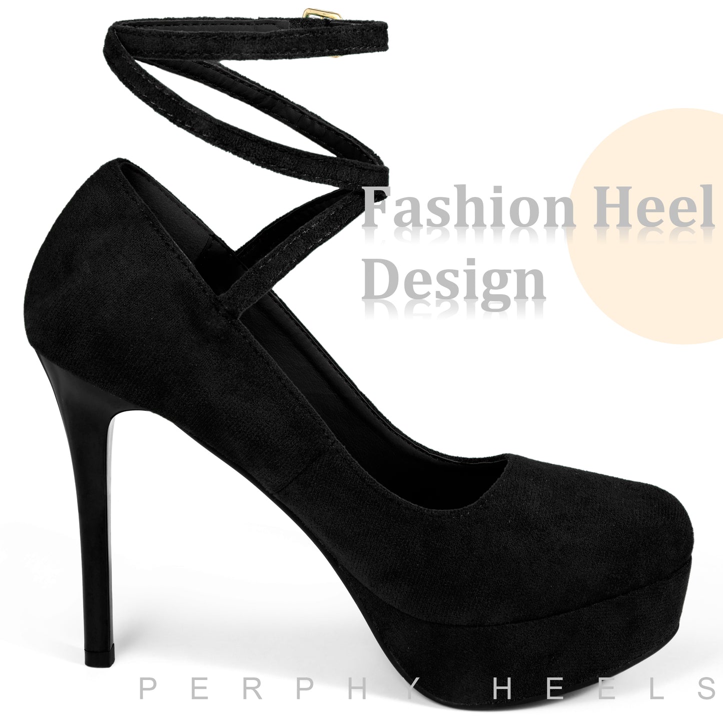 Zapatos de tacón alto con plataforma y tiras en el tobillo para mujer
