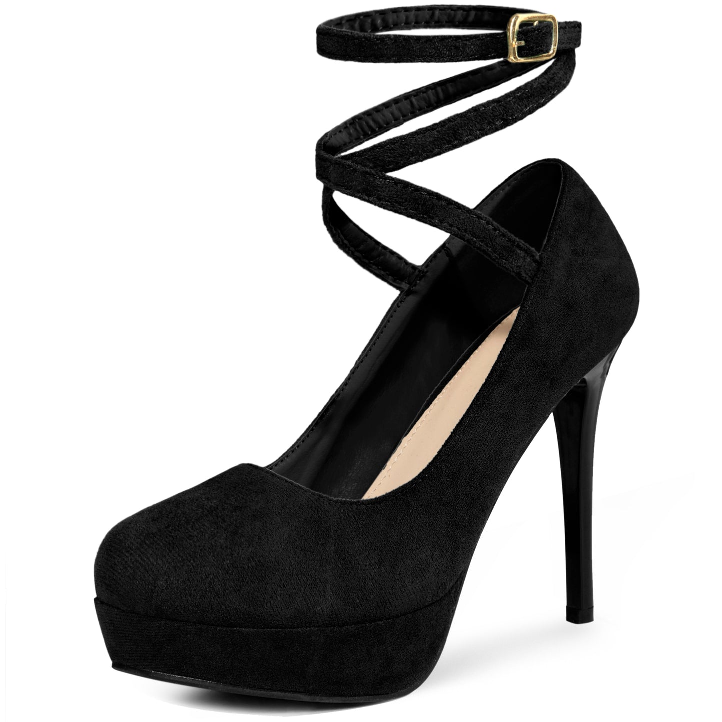 Zapatos de tacón alto con plataforma y tiras en el tobillo para mujer