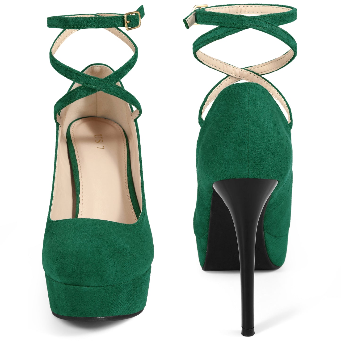 Zapatos de tacón alto con plataforma y tiras en el tobillo para mujer
