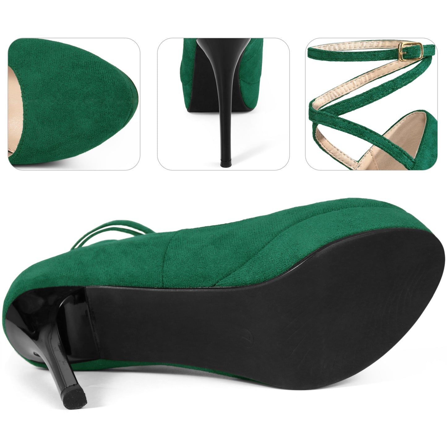 Zapatos de tacón alto con plataforma y tiras en el tobillo para mujer