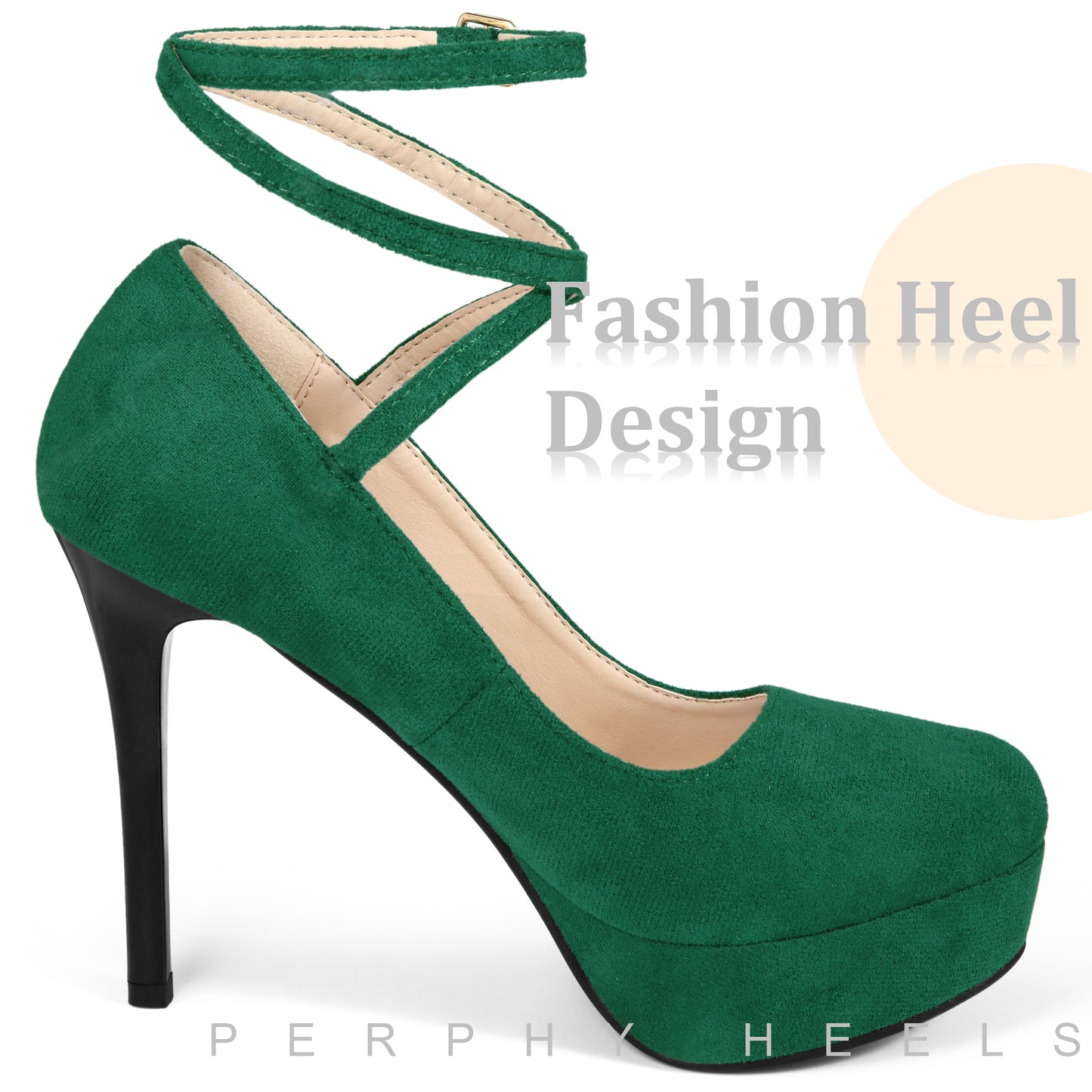 Zapatos de tacón alto con plataforma y tiras en el tobillo para mujer