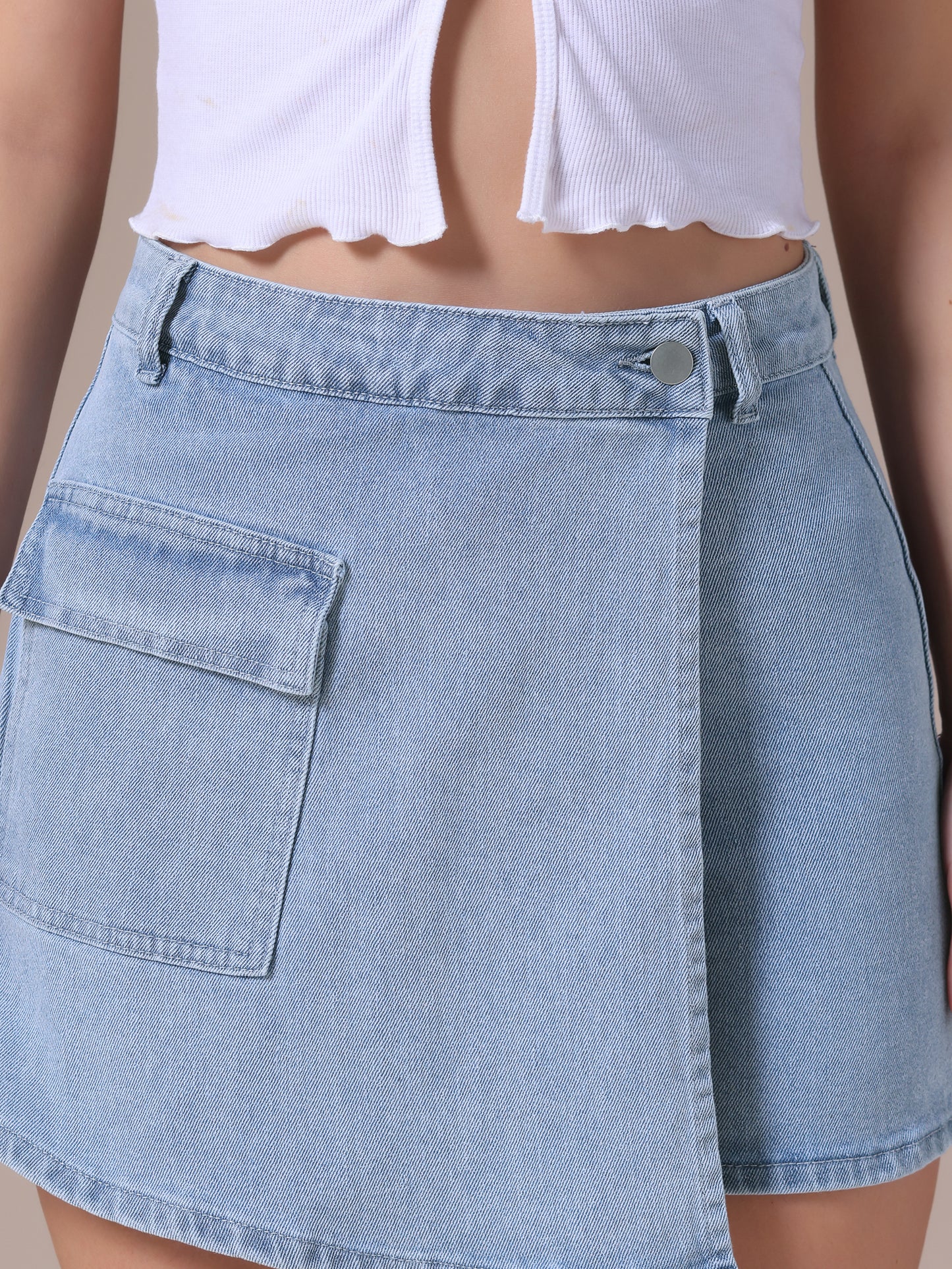 Women's Denim Skorts High Waisted Mini Wrap Skort Skirt