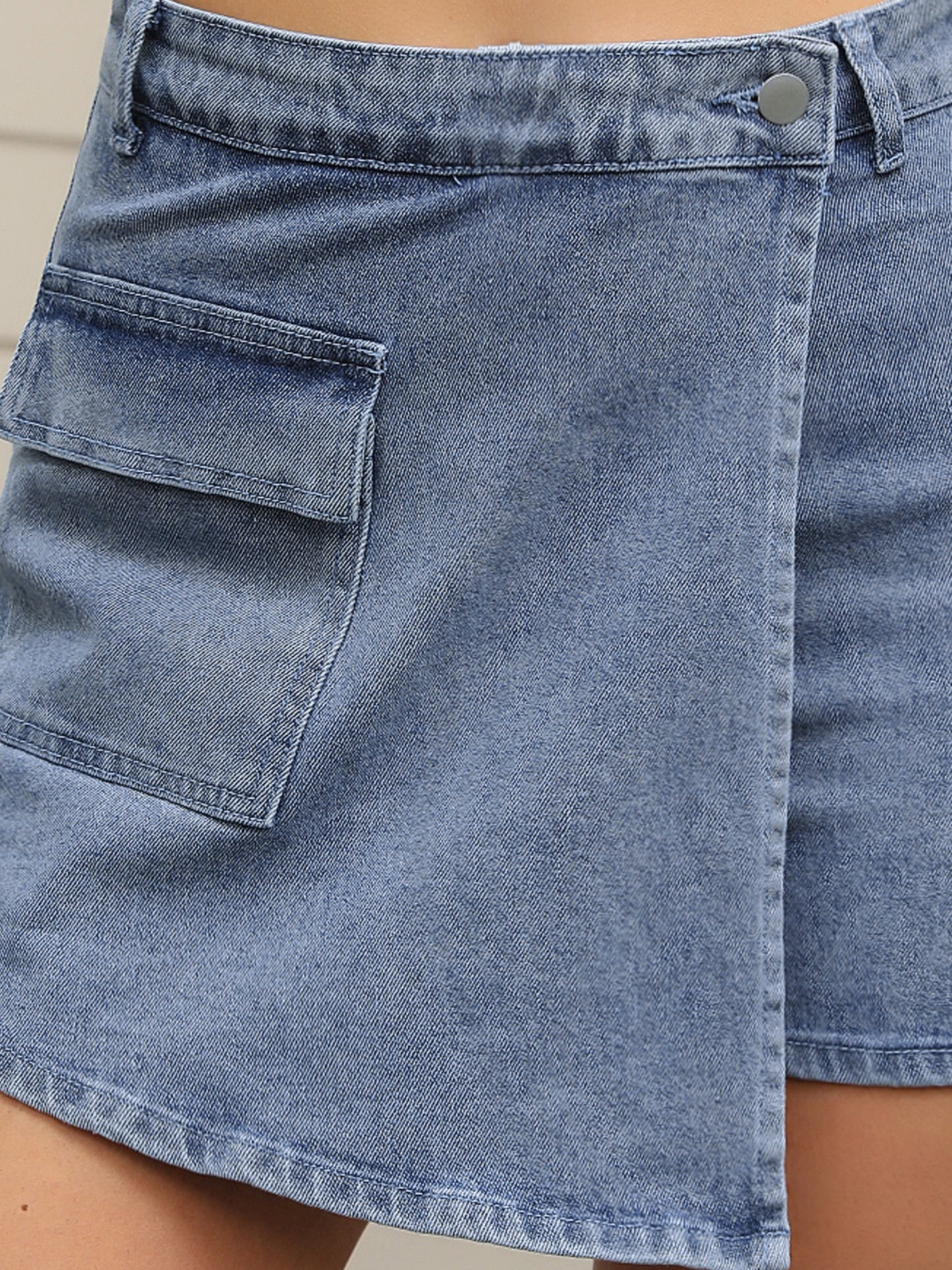 Women's Denim Skorts High Waisted Mini Wrap Skort Skirt