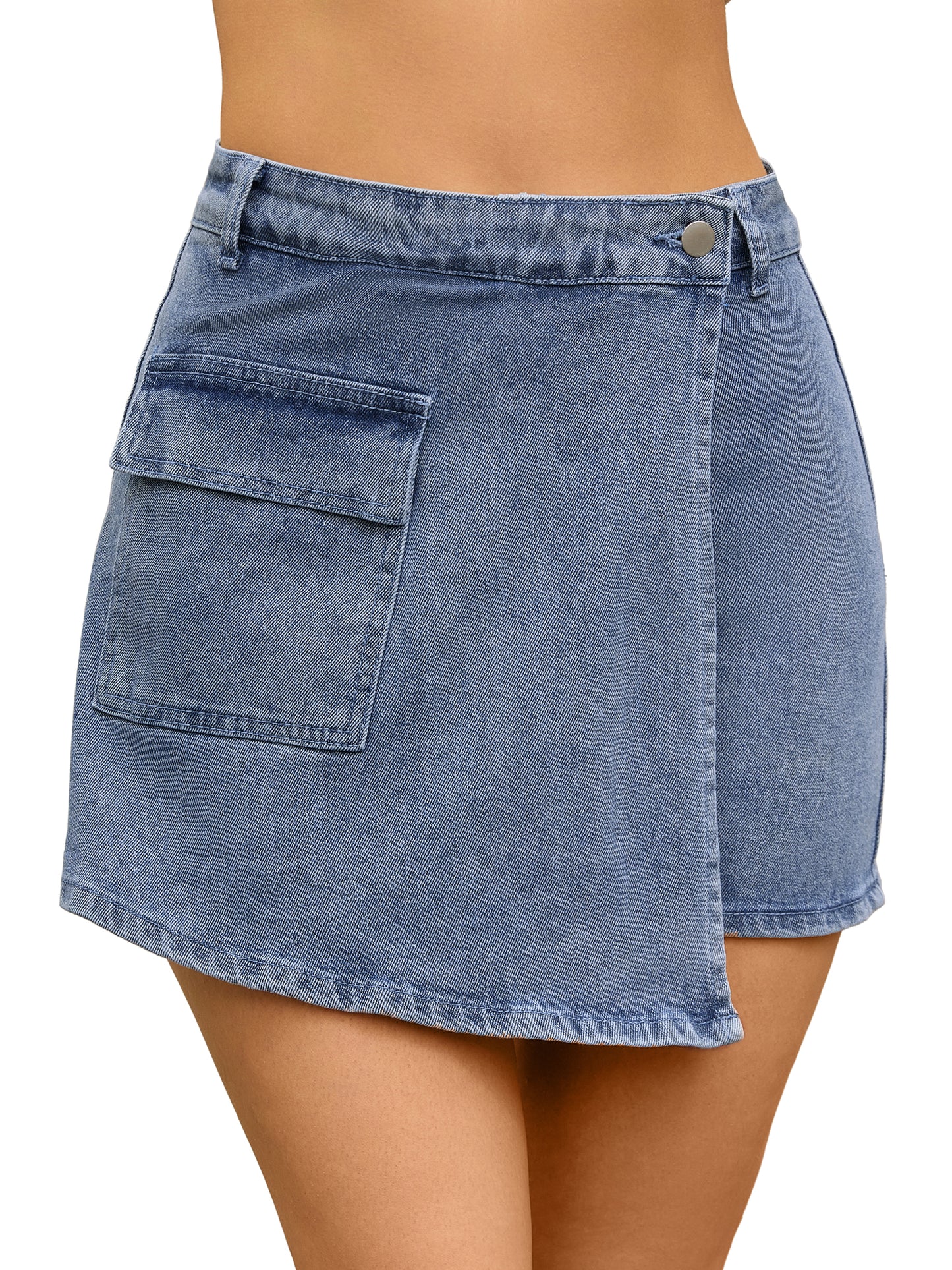 Women's Denim Skorts High Waisted Mini Wrap Skort Skirt