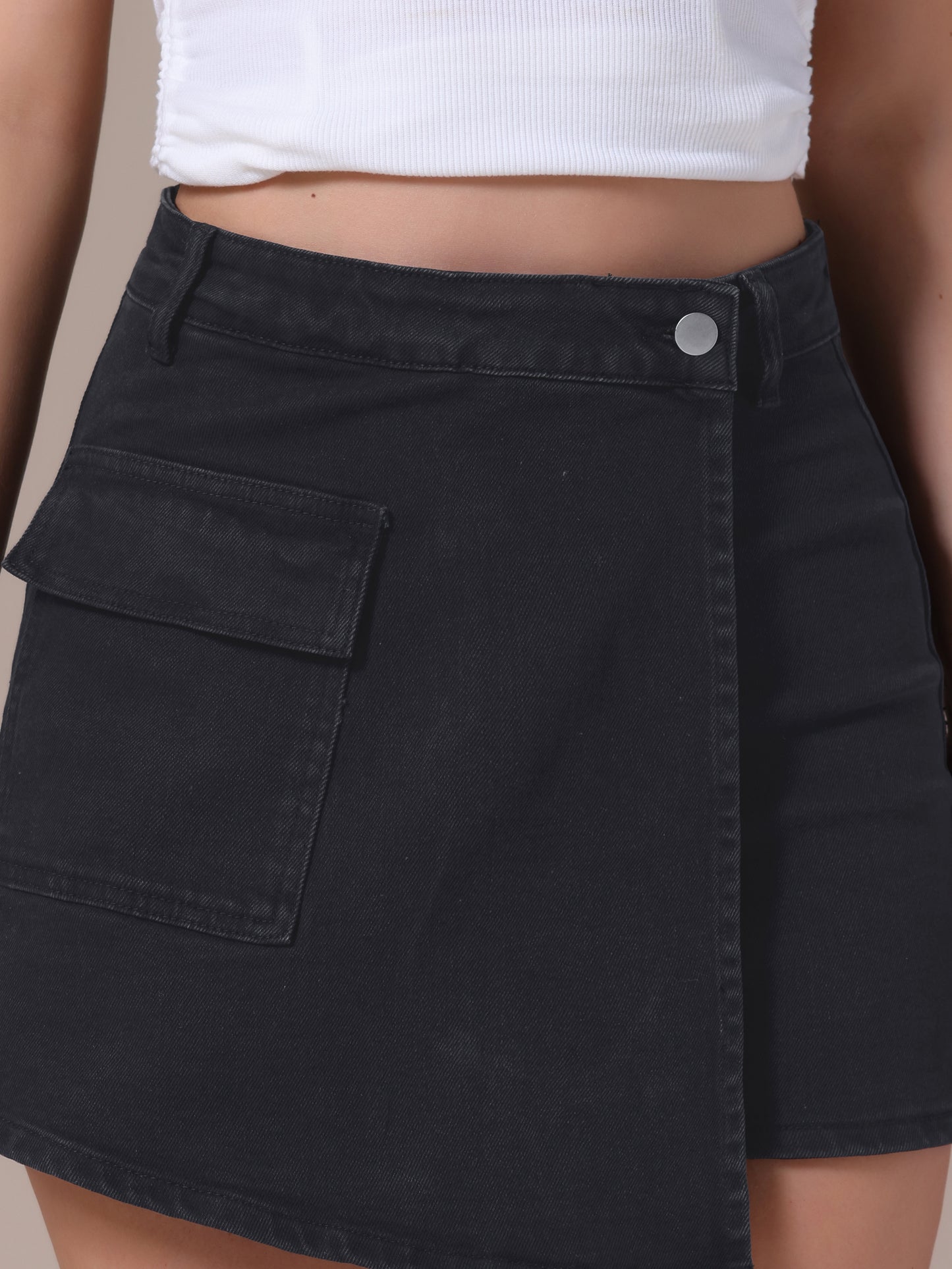 Women's Denim Skorts High Waisted Mini Wrap Skort Skirt