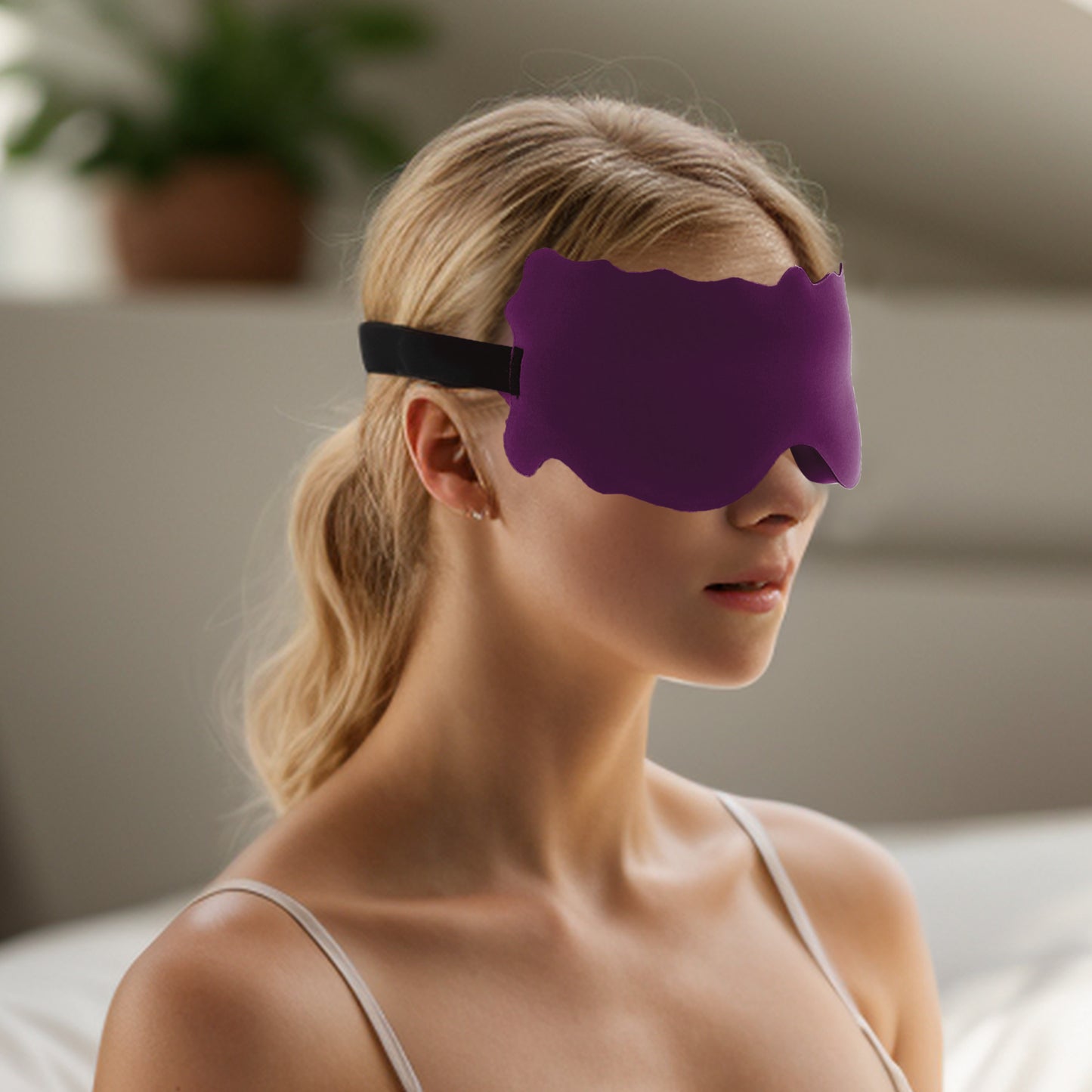 Soft Butterfly Shape 3D Eye Mask for Travel Office Purplish Red