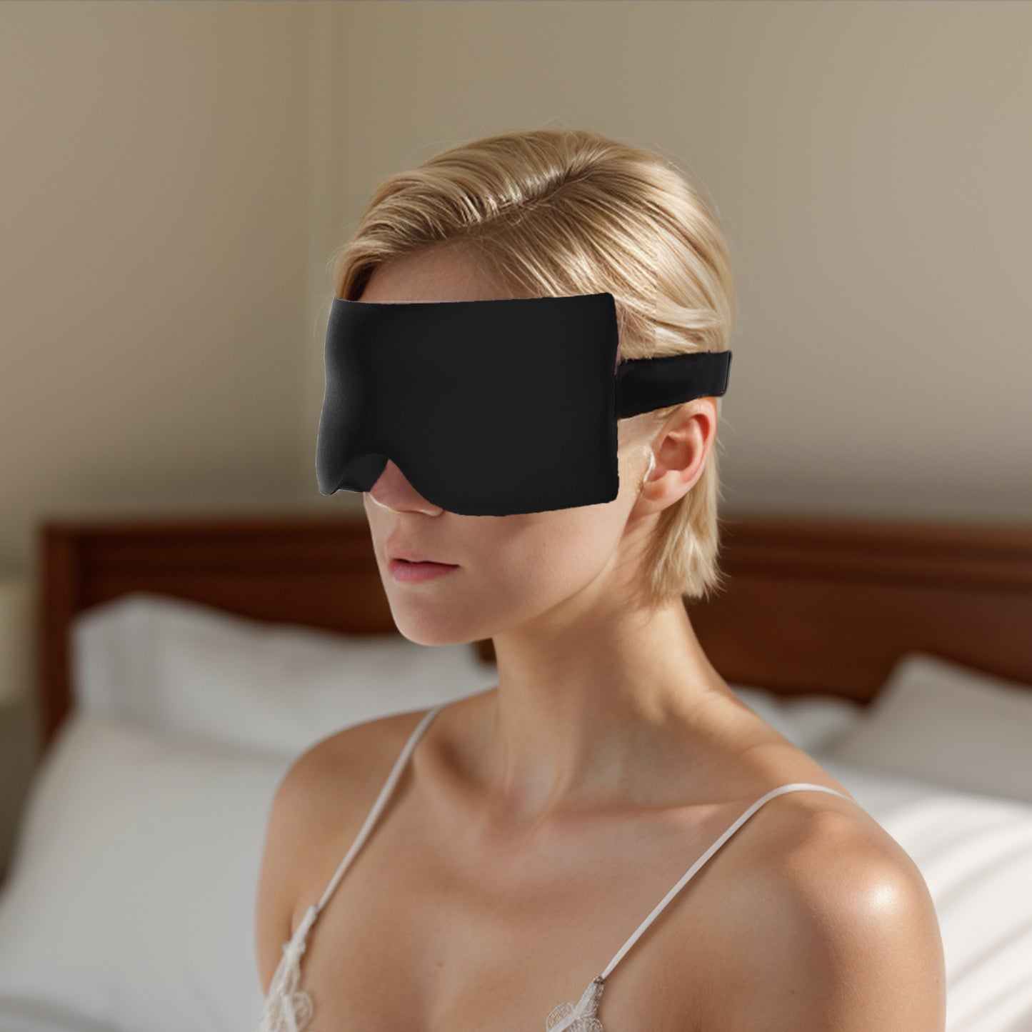 Soft Geometric Shape 3D Eye Mask for Travel Office Black