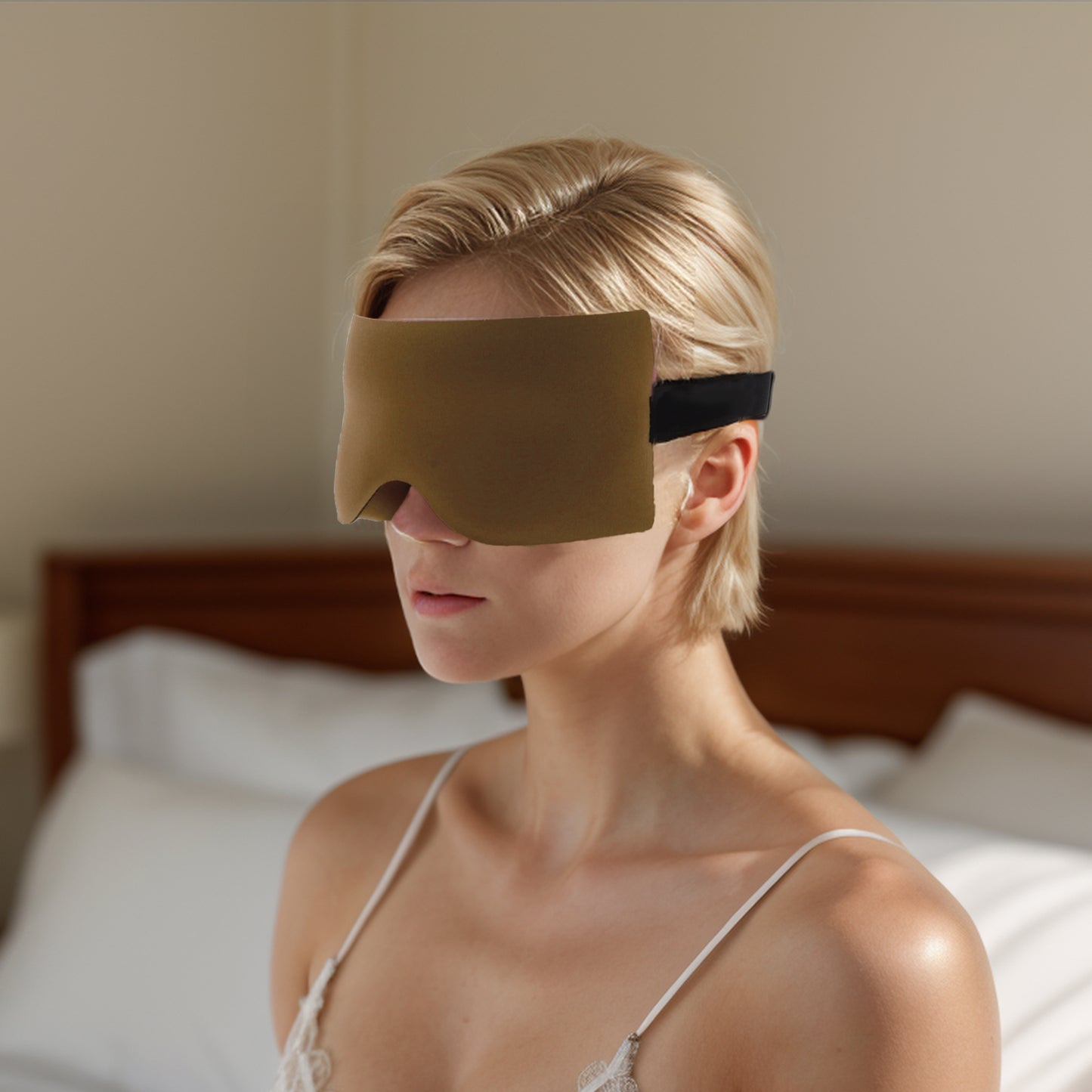 Soft Geometric Shape 3D Eye Mask for Travel Office Camel
