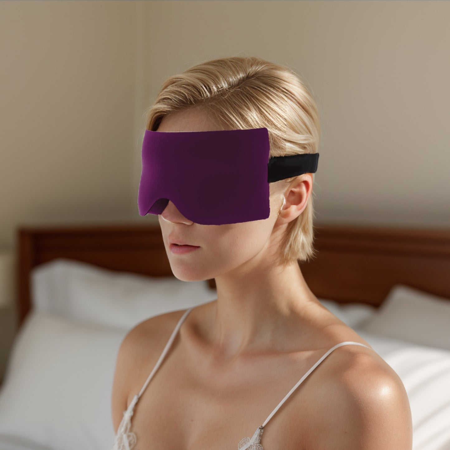 Soft Geometric Shape 3D Eye Mask for Travel Office Purplish Red