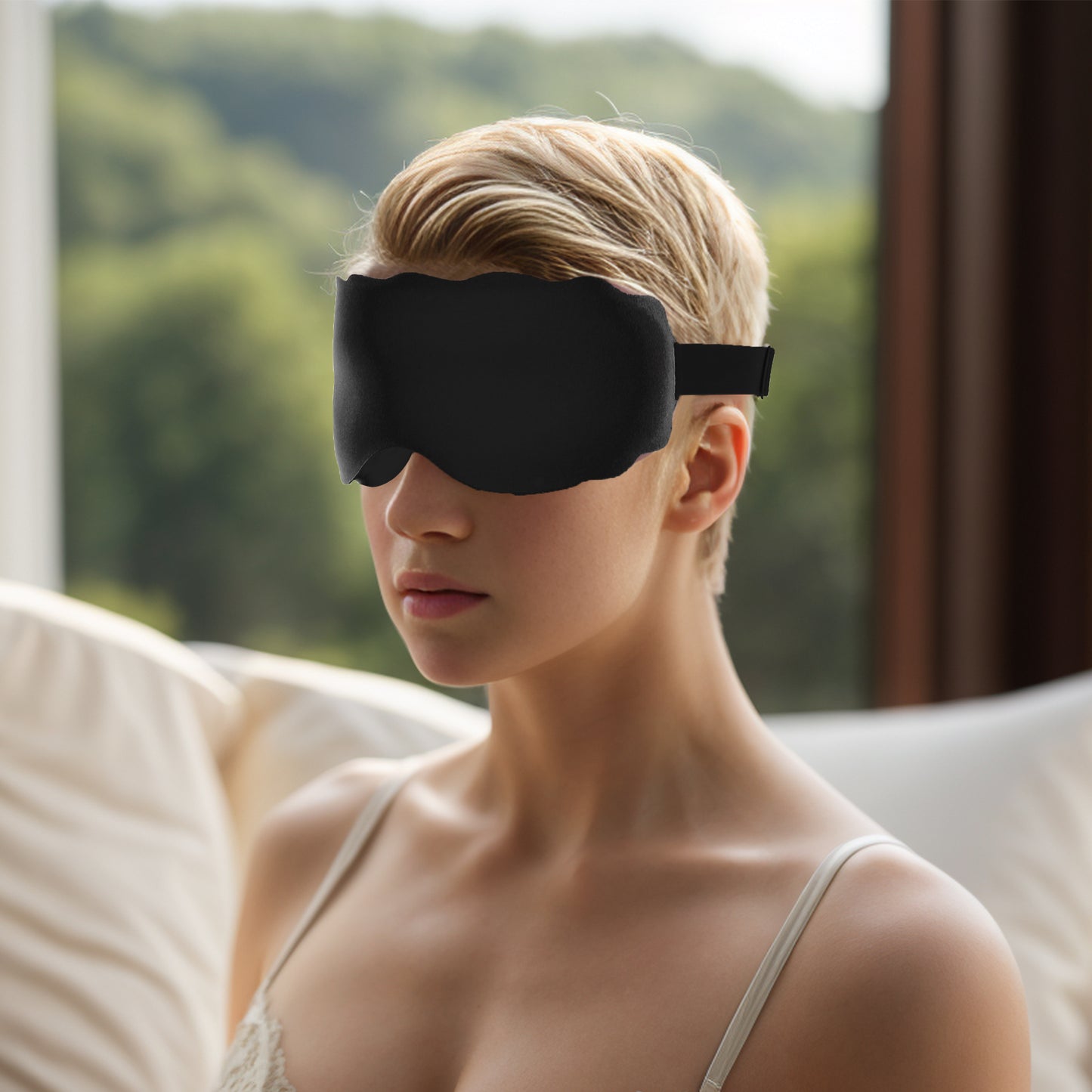 Soft Elliptical Shape 3D Eye Mask for Travel Office Black
