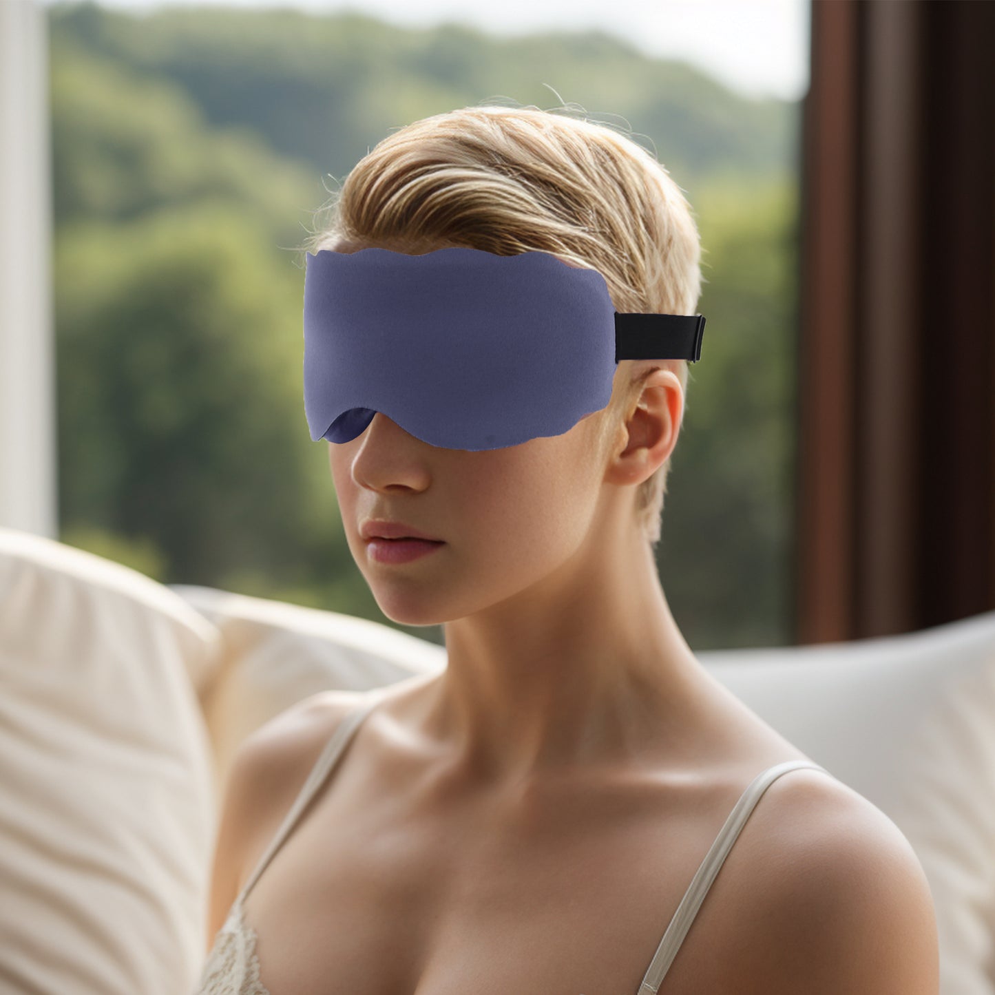 Soft Elliptical Shape 3D Eye Mask for Travel Office Purple