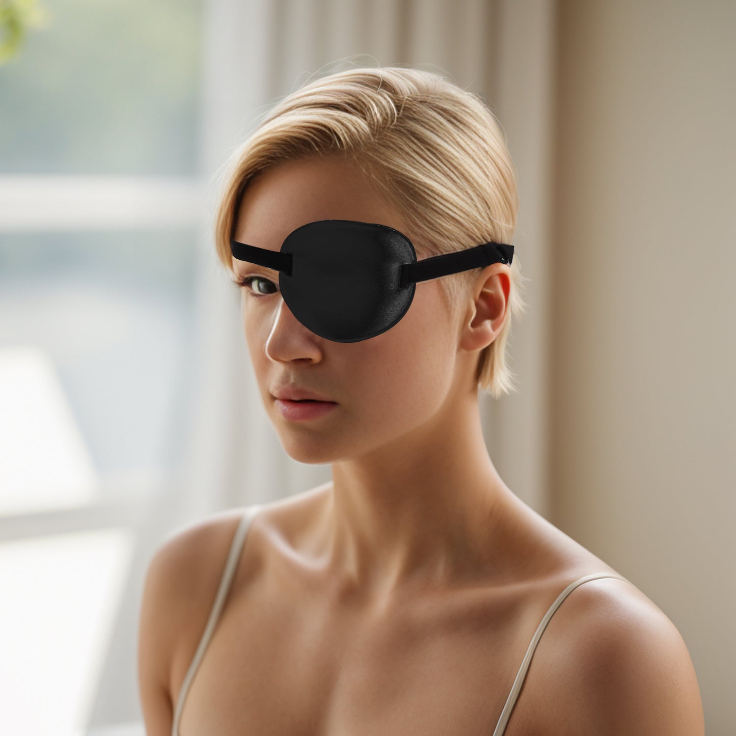 Soft Ring Buckle Shape 3D Eye Mask Single Eye Shade Cover Black