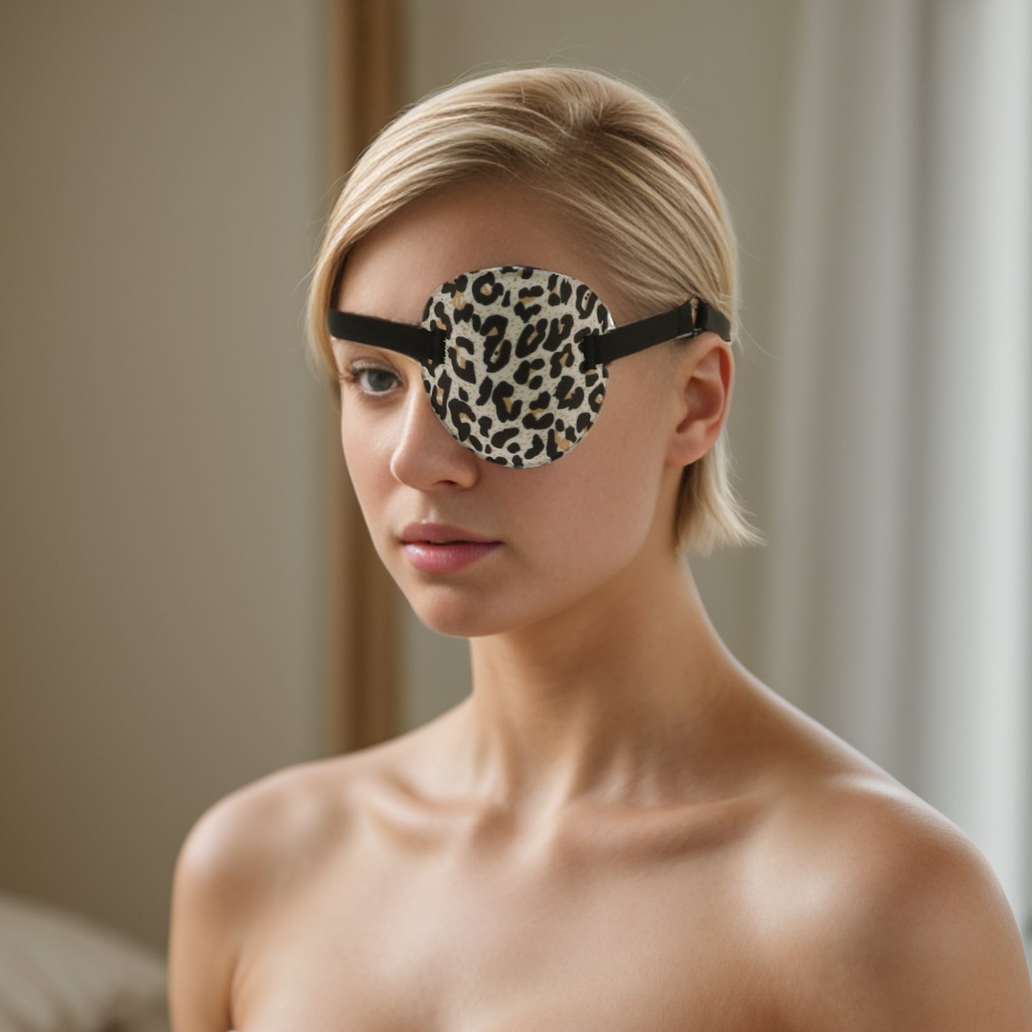 Soft Ring Buckle Shape 3D Eye Mask Single Eye Shade Cover Brown