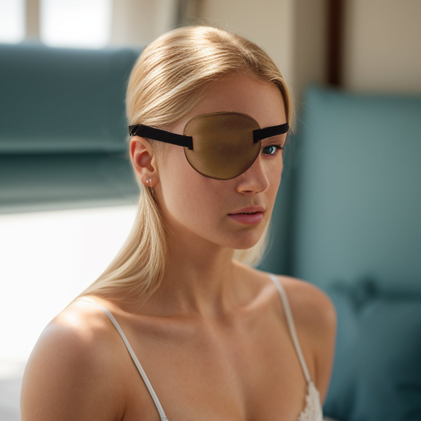 Soft Ring Buckle Shape 3D Eye Mask Single Eye Shade Cover Camel