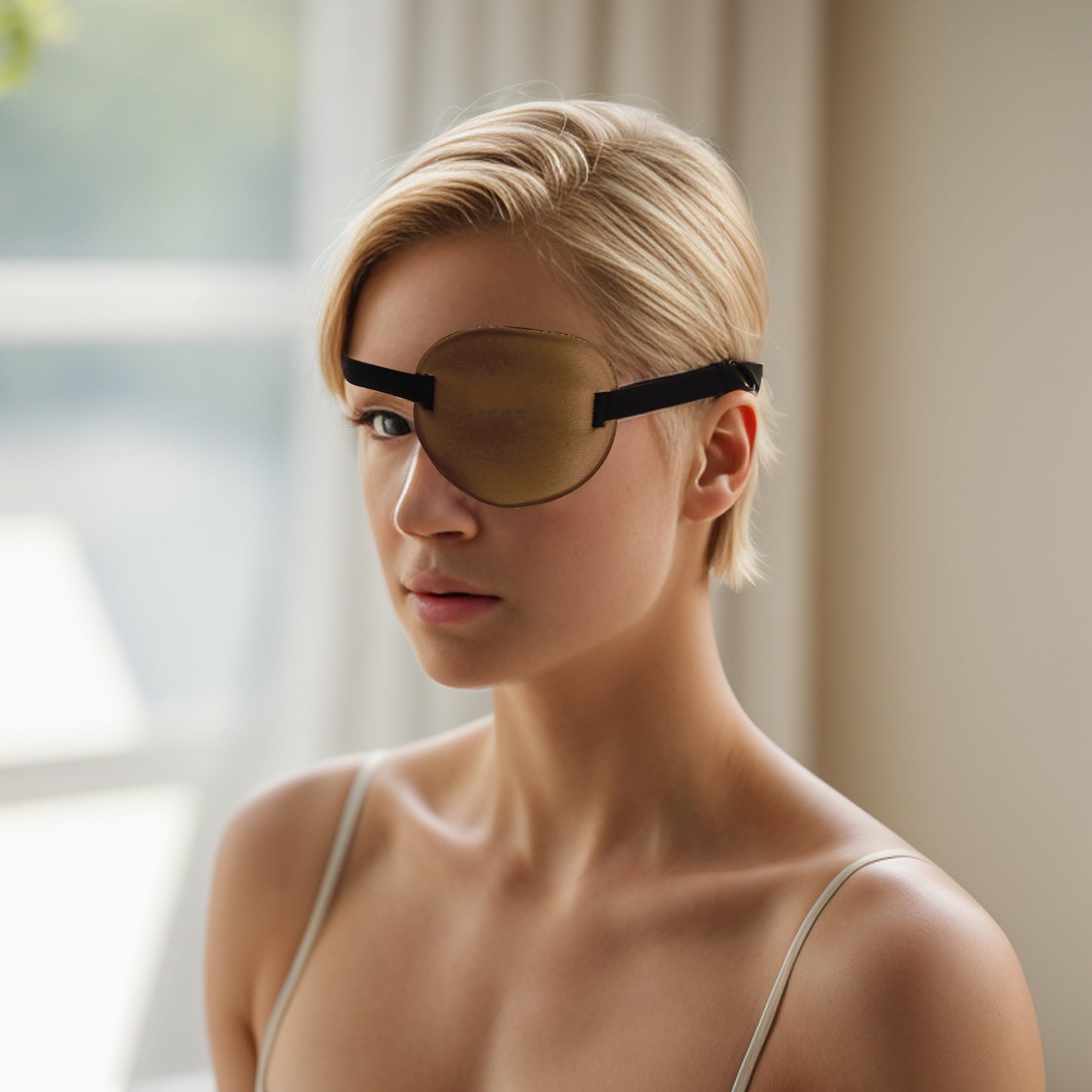 Soft Ring Buckle Shape 3D Eye Mask Single Eye Shade Cover Camel