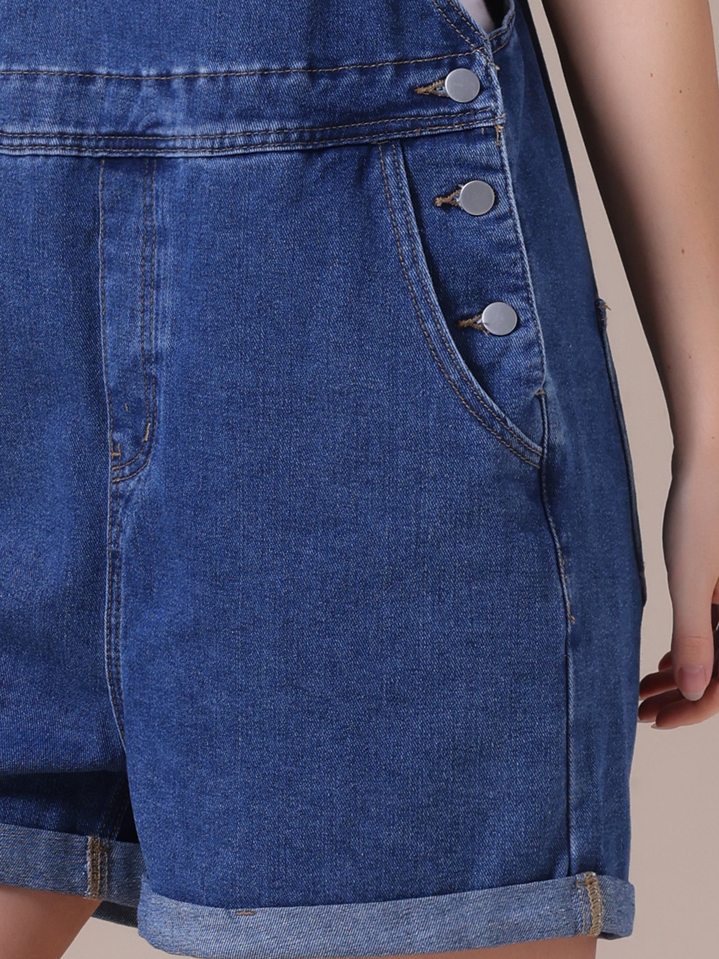 Mono vaquero de verano para mujer, pantalones cortos, tirantes ajustables, corte holgado