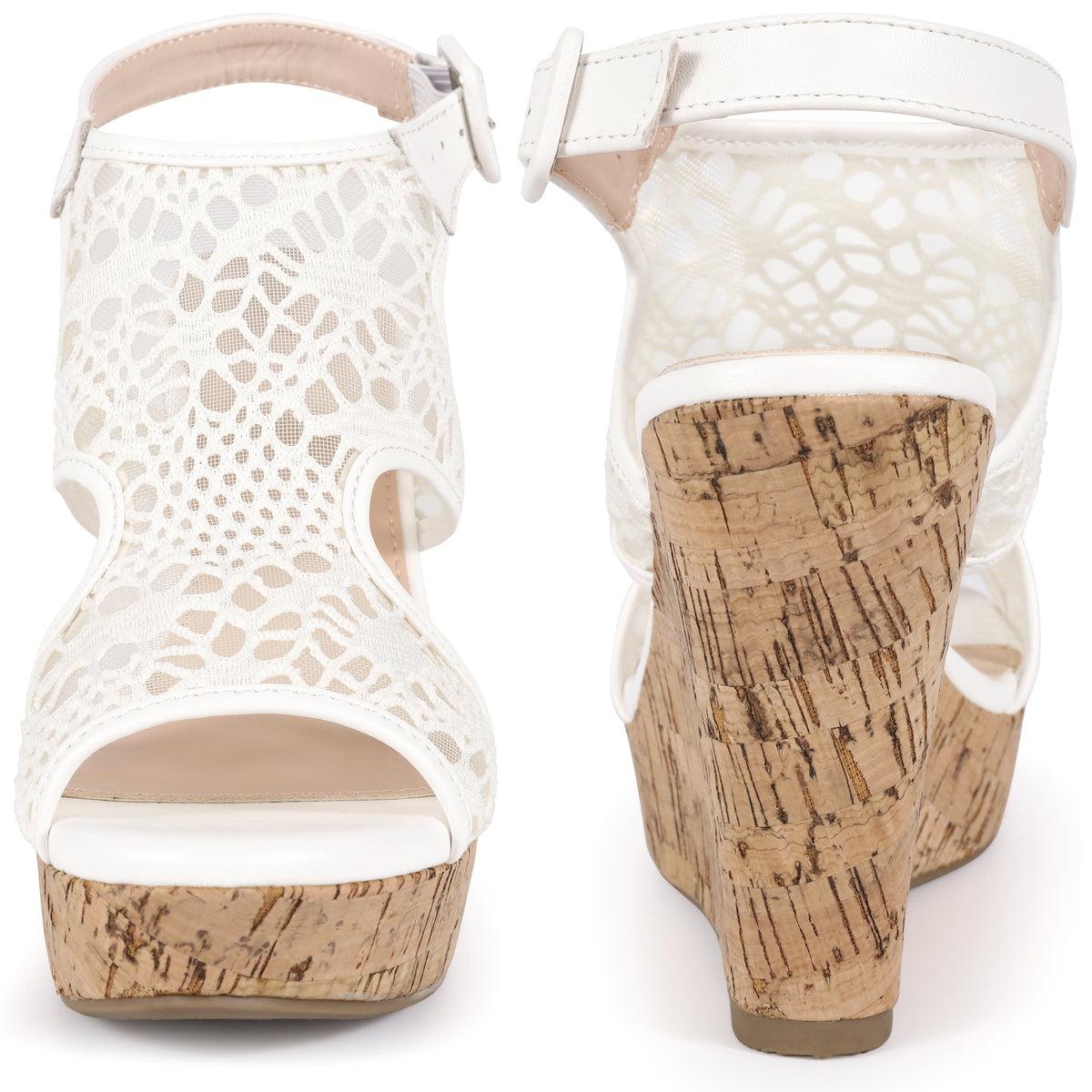 Women Open Toe Wedges Heels lace Ankle Strap Sandals