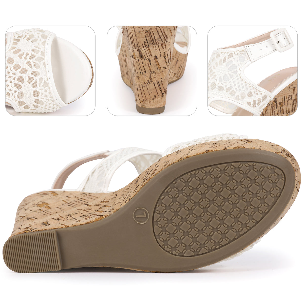 Women Open Toe Wedges Heels lace Ankle Strap Sandals
