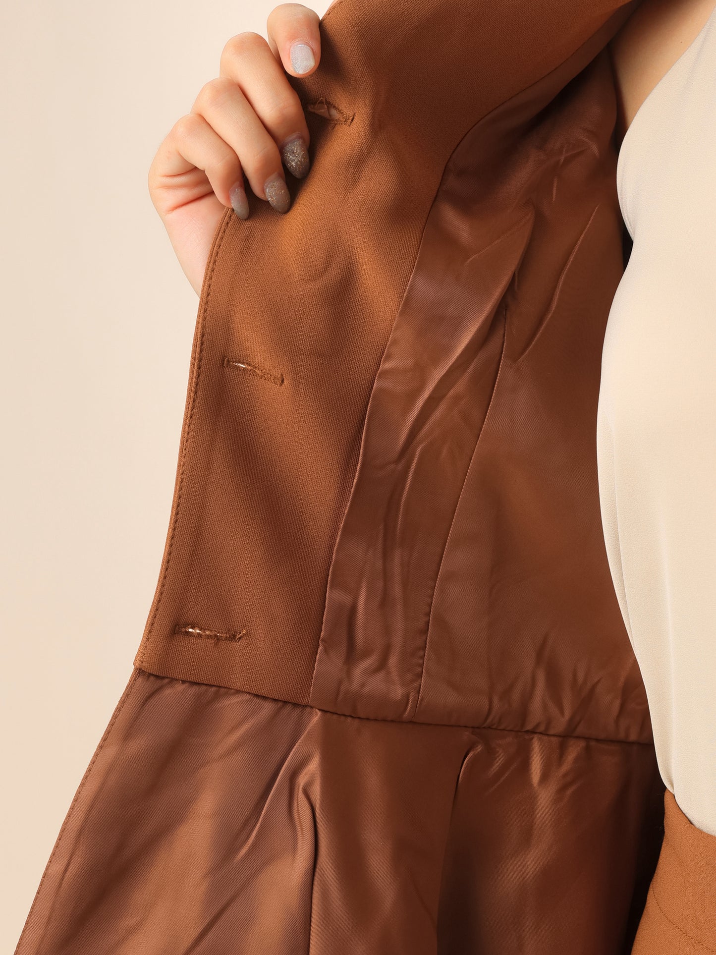 Conjunto de traje de negocios de 2 piezas para mujer, chaqueta peplum sin cuello y manga larga, falda lápiz