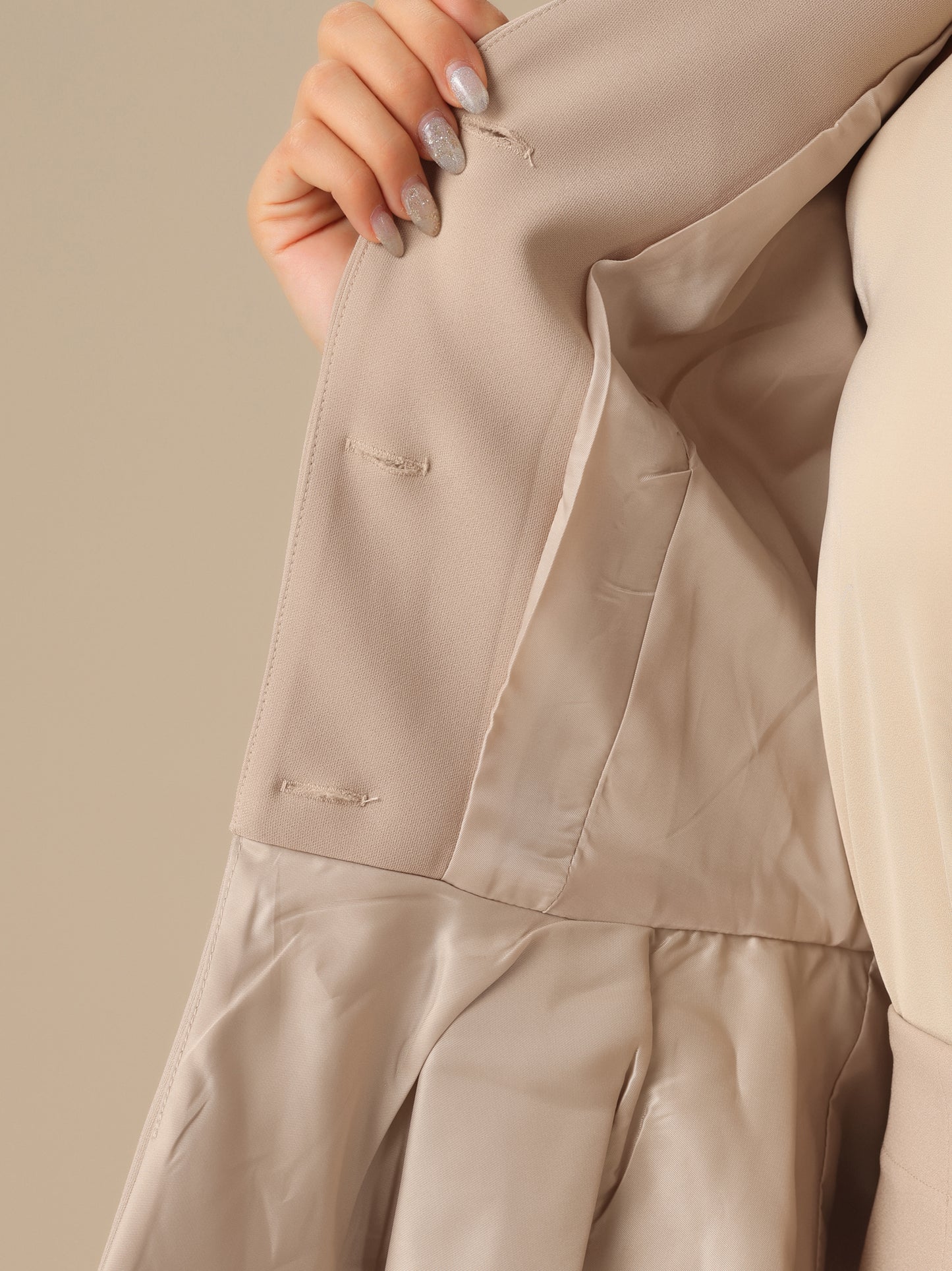 Conjunto de traje de negocios de 2 piezas para mujer, chaqueta peplum sin cuello y manga larga, falda lápiz