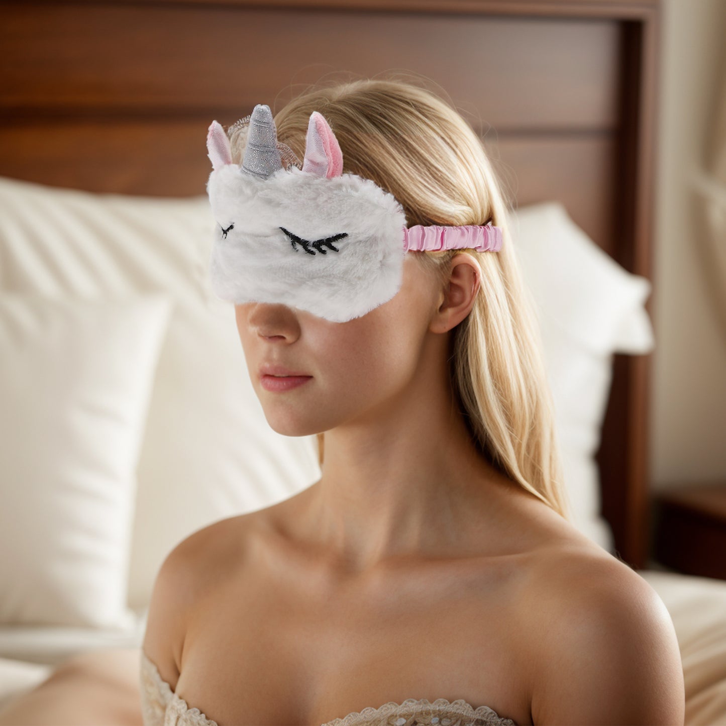 Cartoon Sleep Mask Soft Eye Shade Cover for Rest White