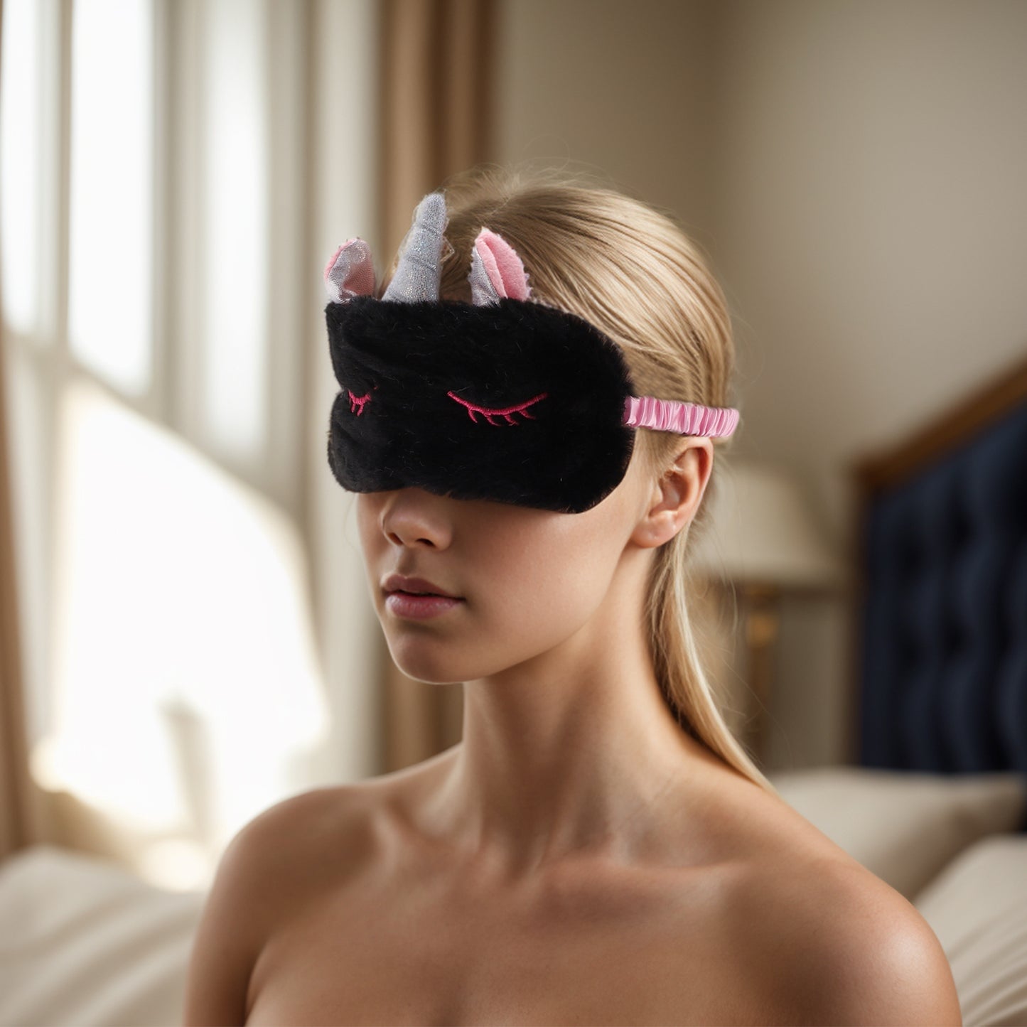 Cartoon Sleep Mask Soft Eye Shade Cover for Rest Black