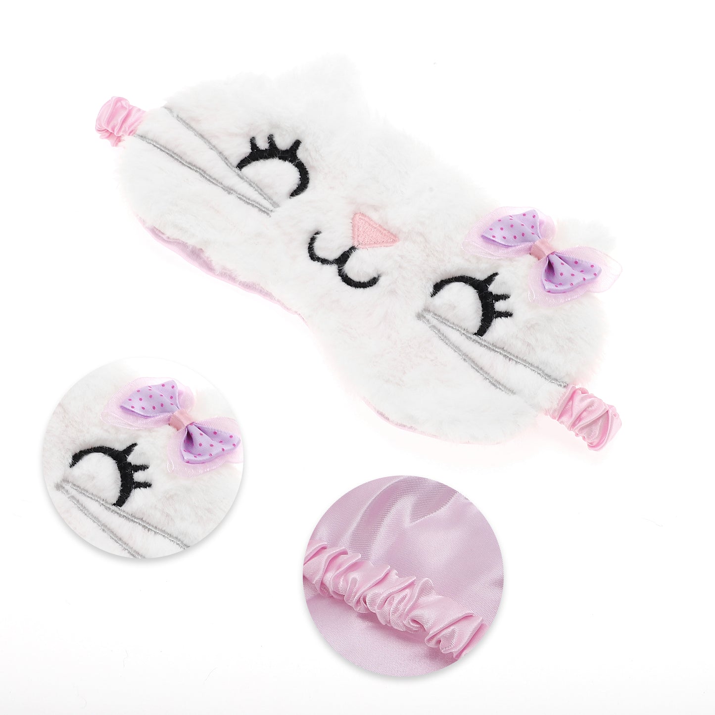Cute Cat Cartoon Sleep Mask Eye Shade Cover for Rest White