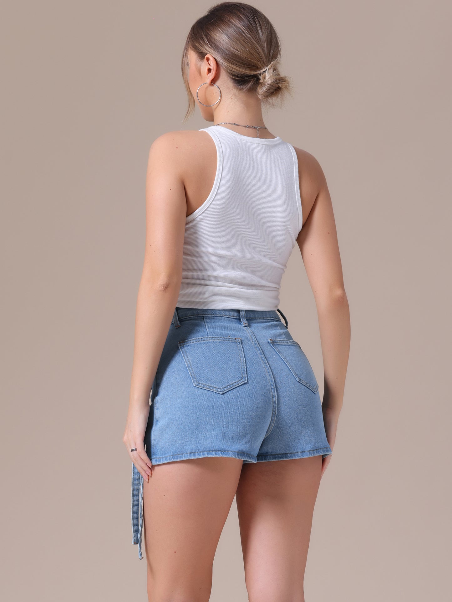 Women's Jean Skort High Waisted Summer Asymmetrical Denim Cargo Skirt Shorts