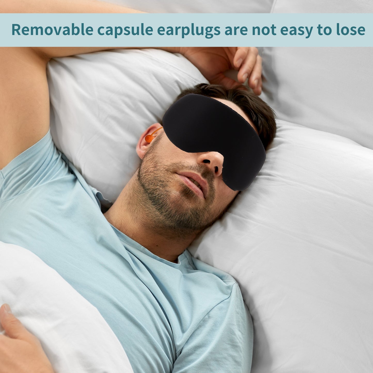Zero Pressure Sleep Eye Mask, Deep Contoured 3D Eye Covers with Earplugs Black