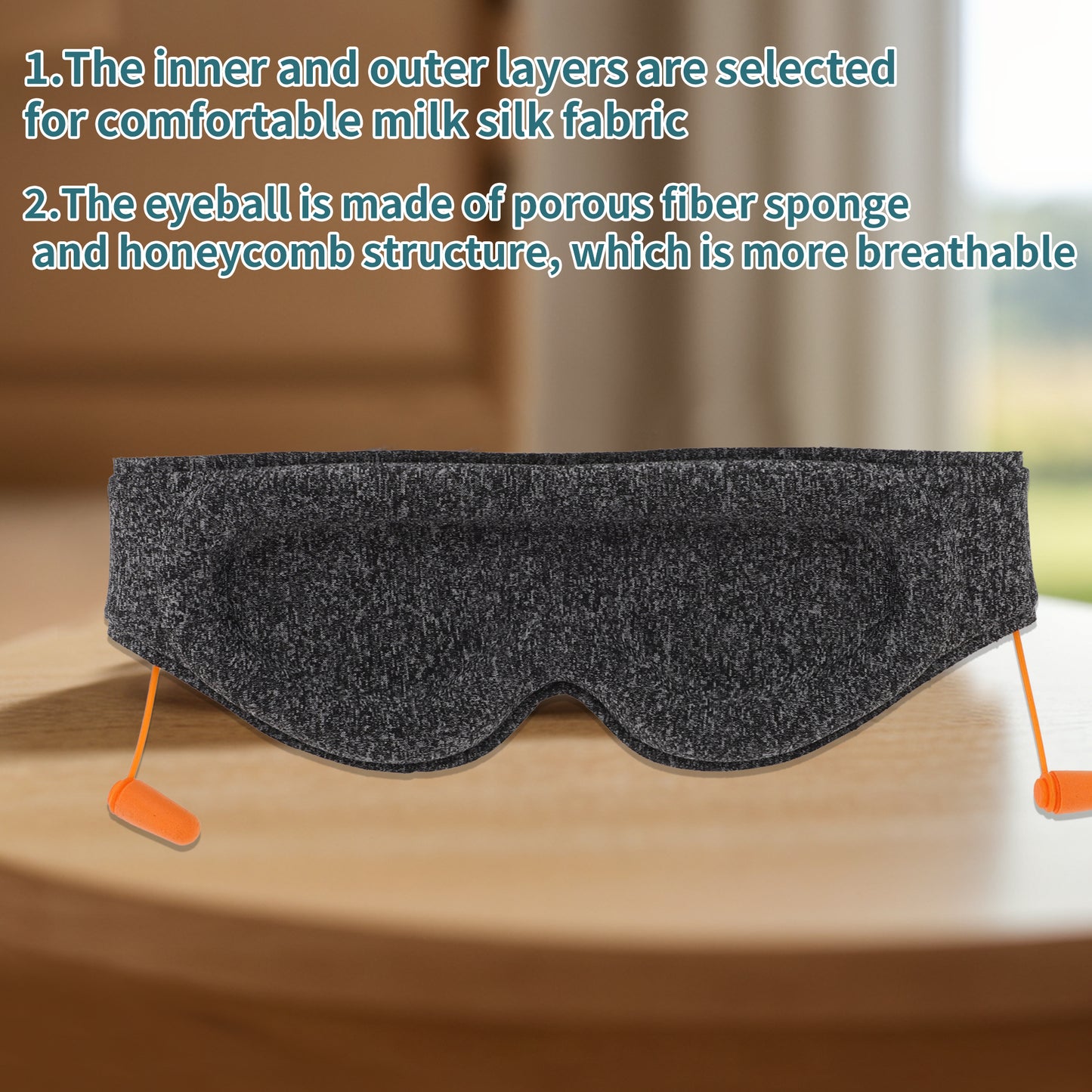 Zero Pressure Sleep Eye Mask, Deep Contoured 3D Eye Covers with Earplugs Black